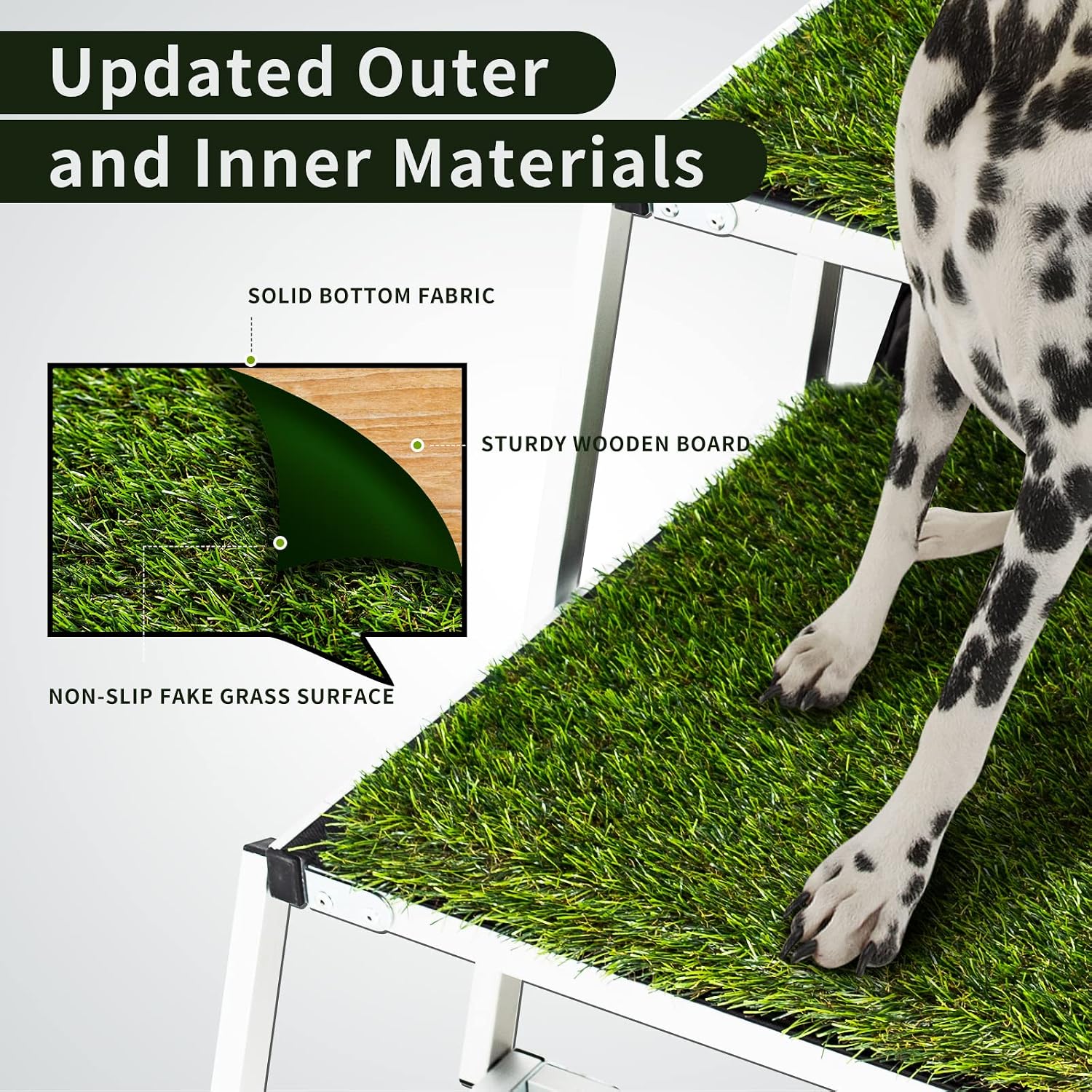 Detalle de Extra Wide Dog Car Stairs for Large Dogs — Lightweight Foldable Aluminium Ramp (125kg) with Nonslip Grass Surface