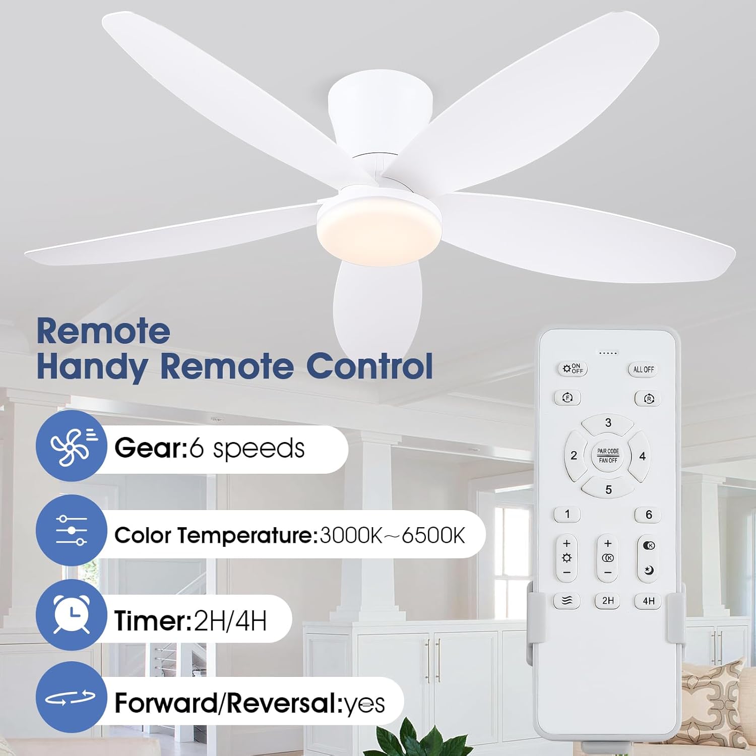 Thumbnail 1 de Deckenventilator mit Beleuchtung 106 cm – LED, App & Fernbedienung