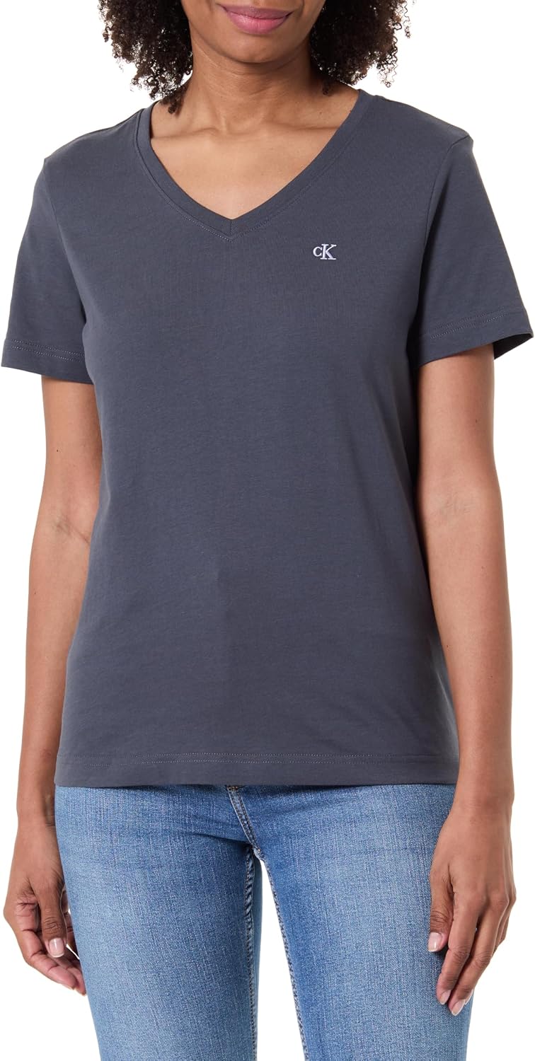 Detalle de T-shirt manches courtes femme Calvin Klein Archive Jersey Tee à col en V