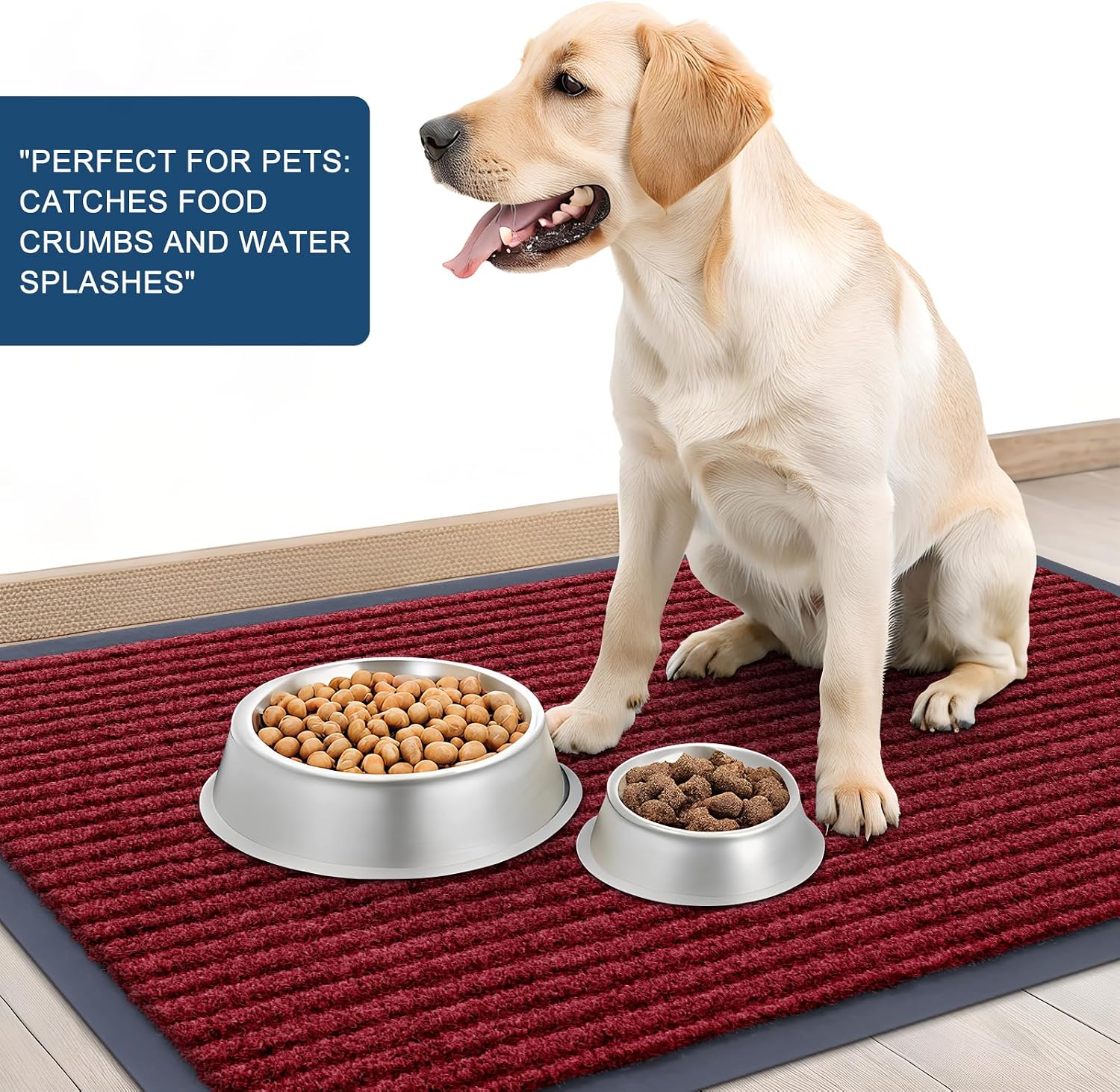 Thumbnail 5 de OLANLY 33" x 21" Waterproof Doormat, Wine Red Striped Polyester