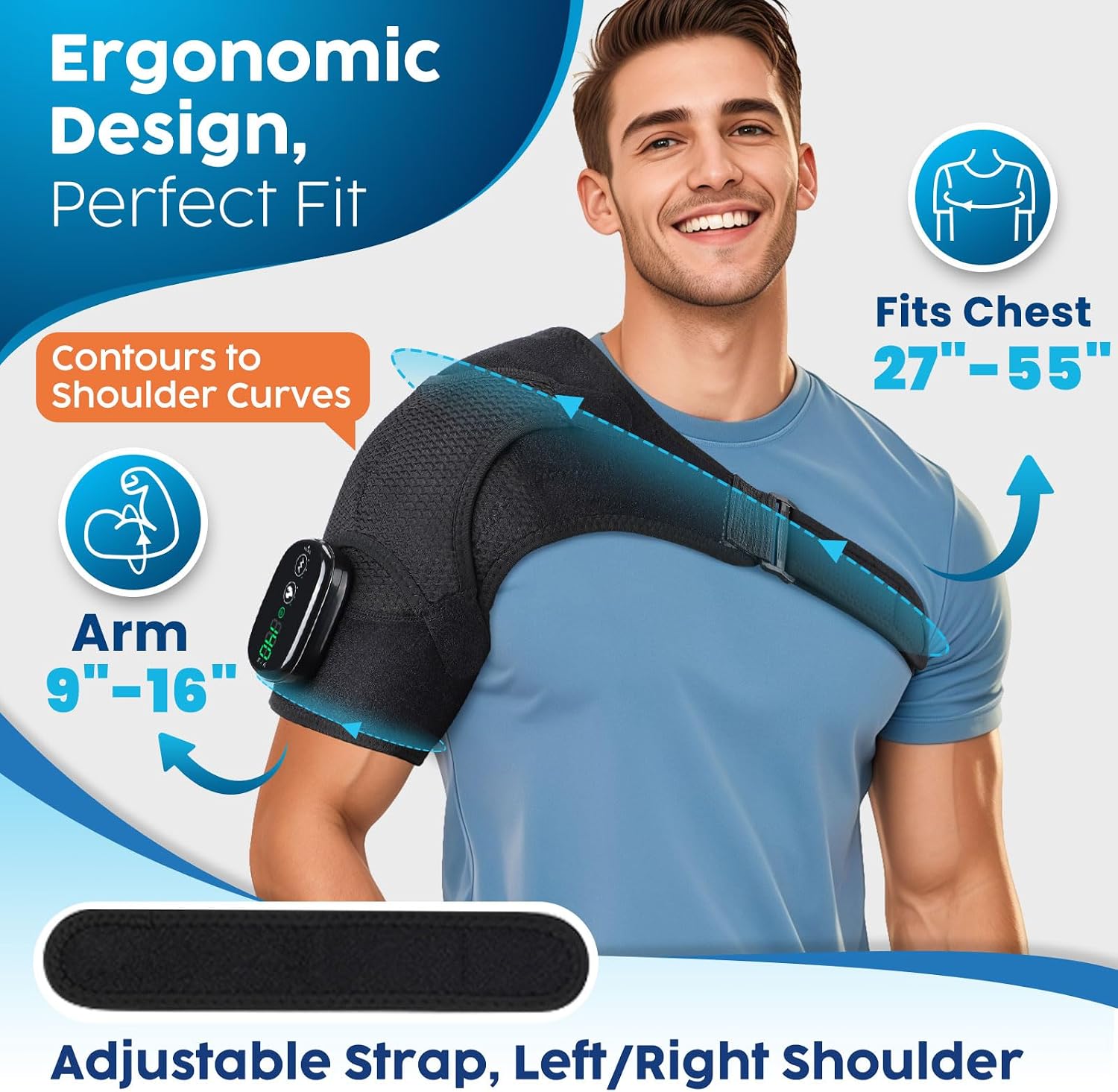 Detalle 2 de DREAMSOME Cordless Shoulder Heating Pad with Vibration, 3 Heat Levels