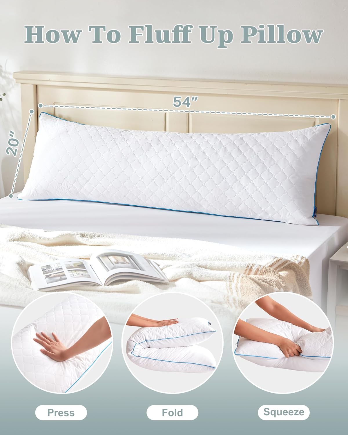 Thumbnail 6 de YZ HOME Long Body Pillow, 20 x 54 Inch Shredded Memory Foam