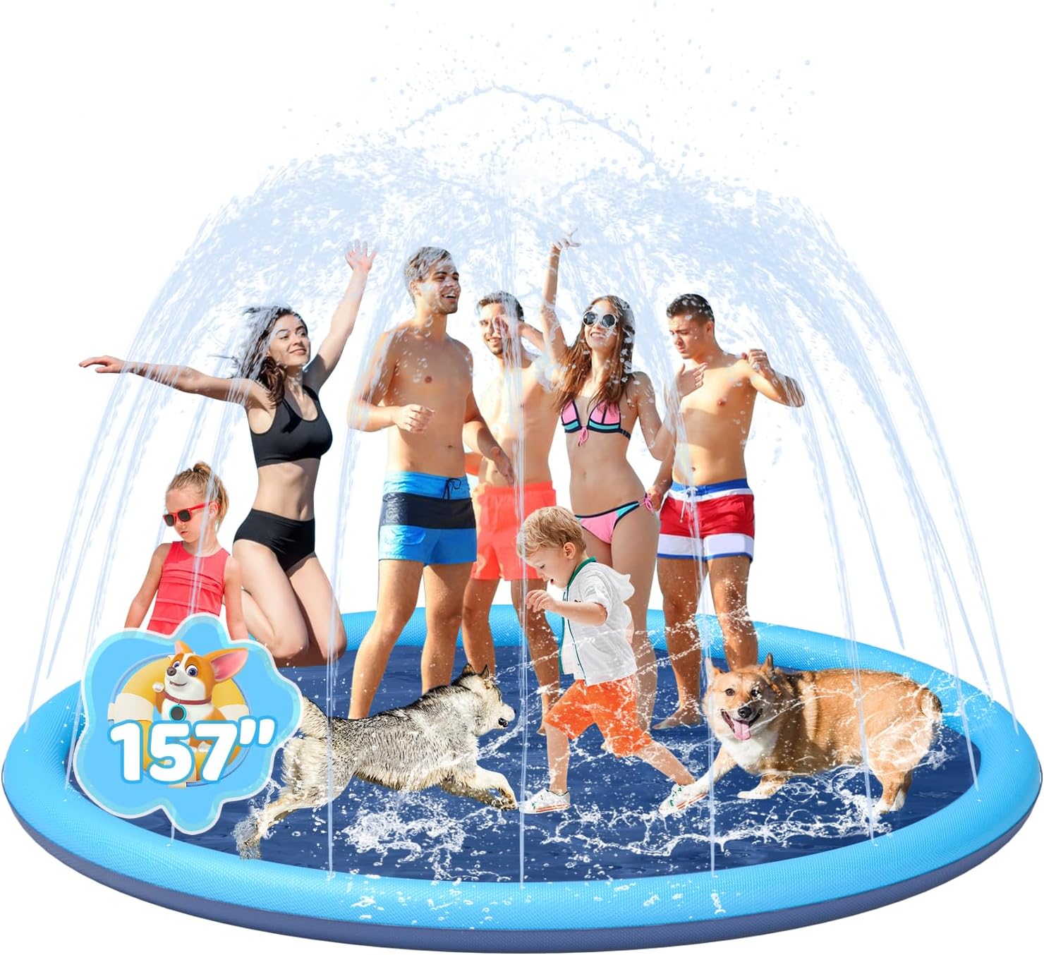 Thumbnail 6 de YSJILIDE Splash Pad for Kids and Dog — 102" Non-Slip Outdoor Sprinkler Play Mat