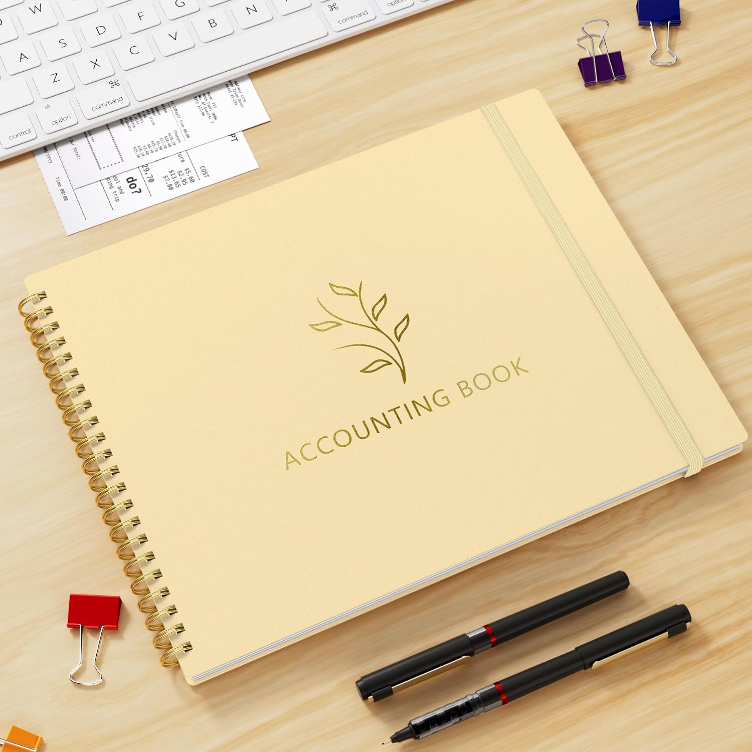 Thumbnail 5 de AKONEGE Accounting Ledger Book, 10.2 x 8 in Horizontal Expense Tracker, Light Yellow