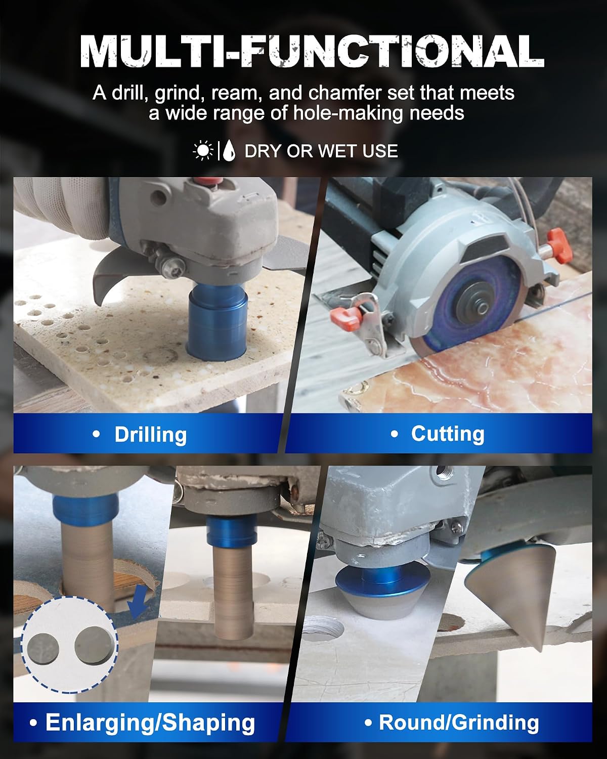 Detalle 1 de BRSCHNITT Diamond Hole Saw Kit for Tile, Multiple Sizes and Vacuum-Brazed Bits