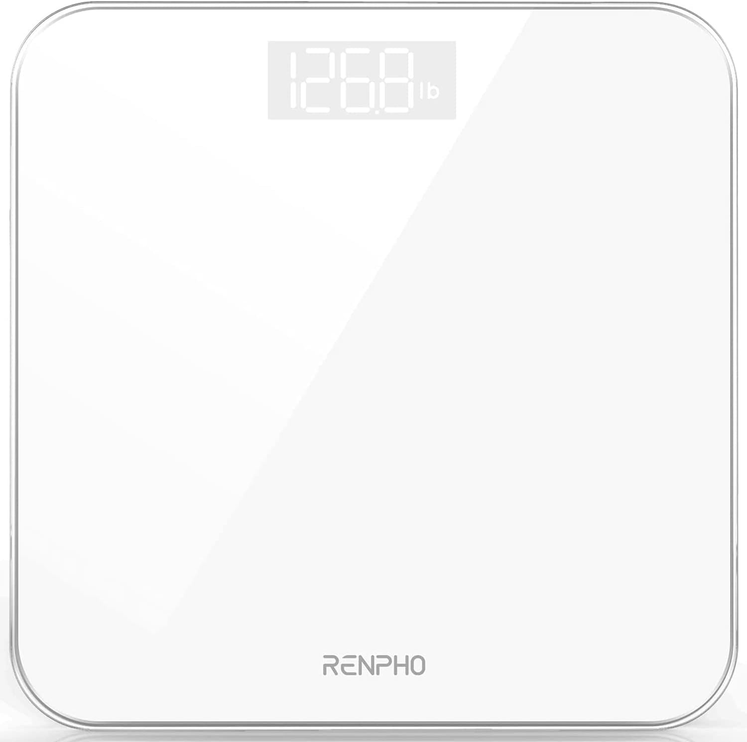 Detalle de RENPHO Pese Personnes Numérique – Balance Pèse-Personne Compacte et Ultraplate avec Ecran LED et Étalonnage Step-On