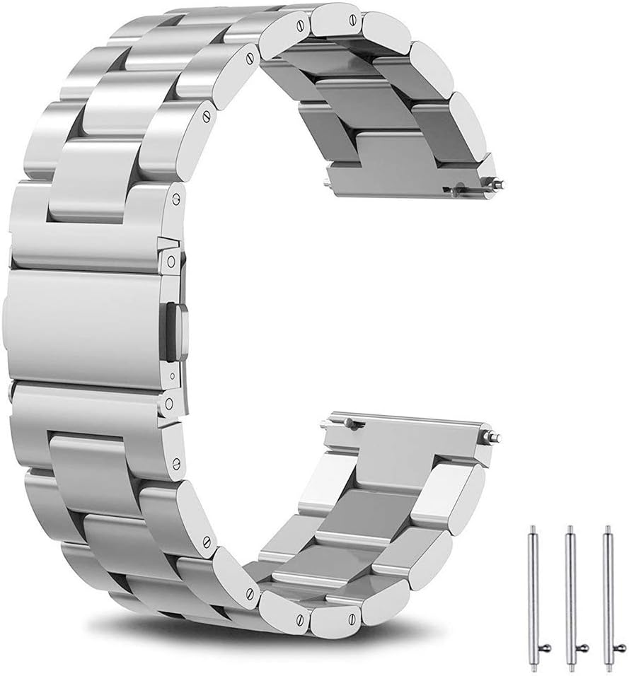 Detalle 1 de SundaRee 20mm Silver Stainless Steel Replacement Watch Band Strap for Samsung Galaxy Watch 7 FE, 6, 5, 4 and selected Garmin models