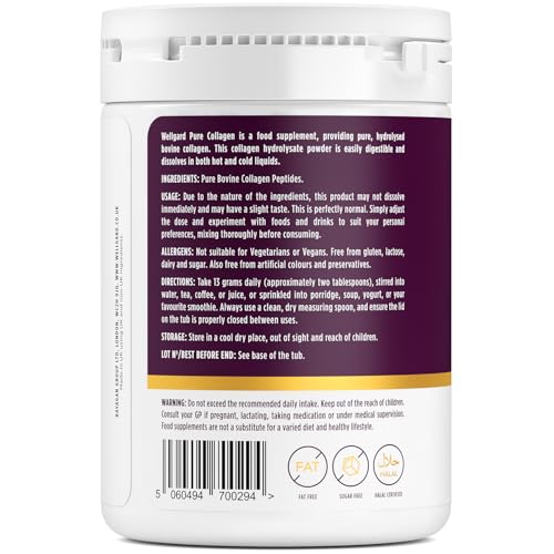 Thumbnail 6 de Wellgard Collagen Powder: Bovine Peptides with High Levels of 8 Essential Amino Acids, Halal & Kosher, Made in the UK