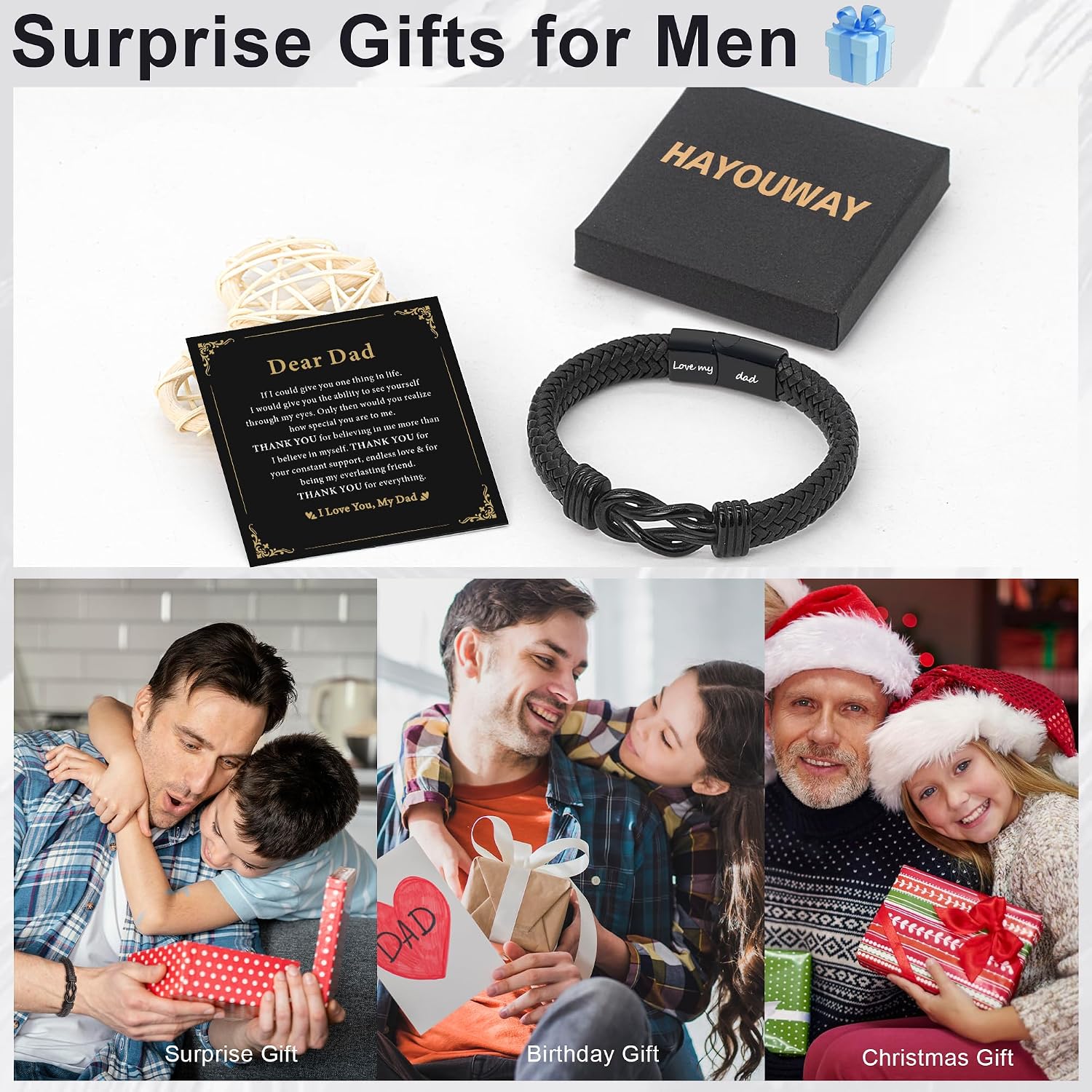 Thumbnail 6 de Infinity Leather Bracelet for Men – Personalised Gift for Dad, Husband or Son