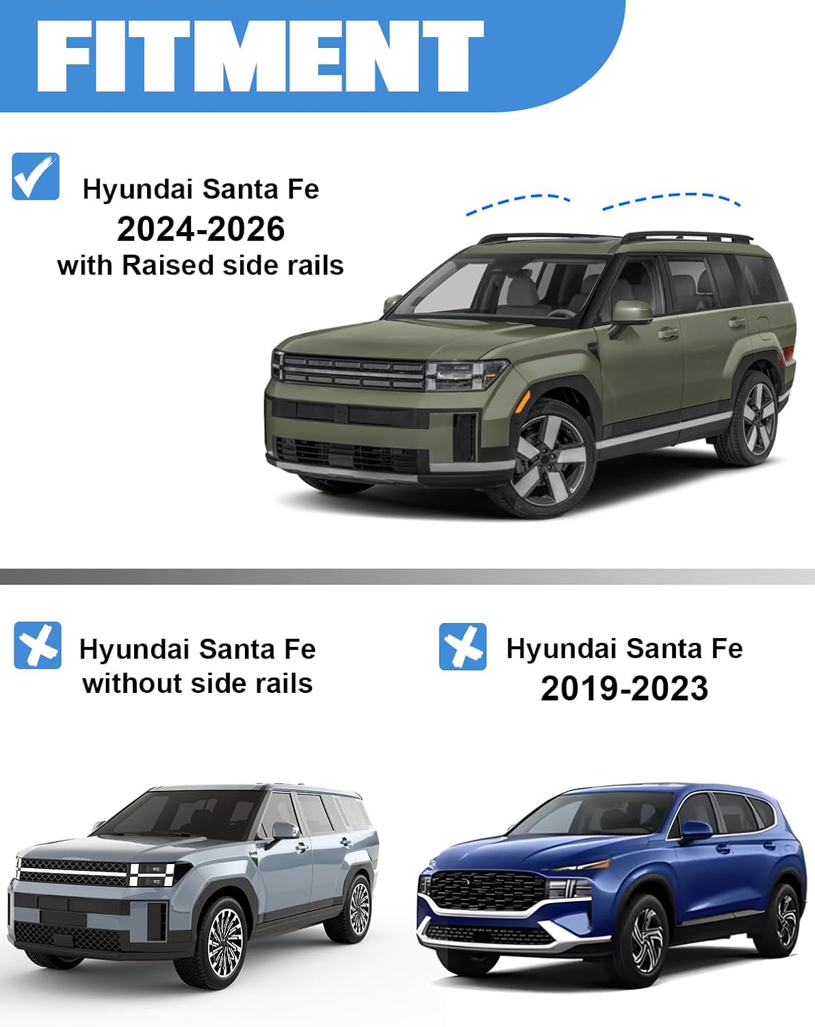 Thumbnail 1 de FengYu 330lb Lockable Roof Rack Cross Bars for Hyundai Santa Fe (2024-2026) - Heavy Duty Aluminum, Anti-Theft
