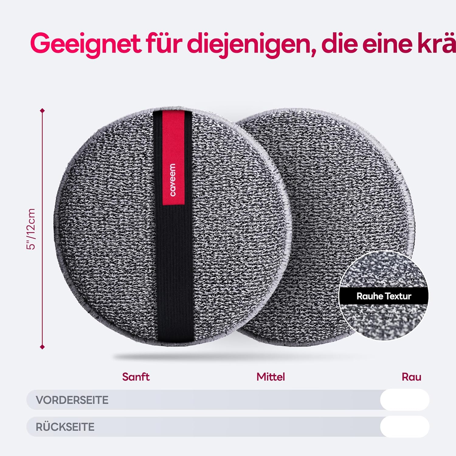 Detalle de Caveem Peeling-Körperschrubber: extra rauer Dusch-Peeling-Schwamm (2 Stück)