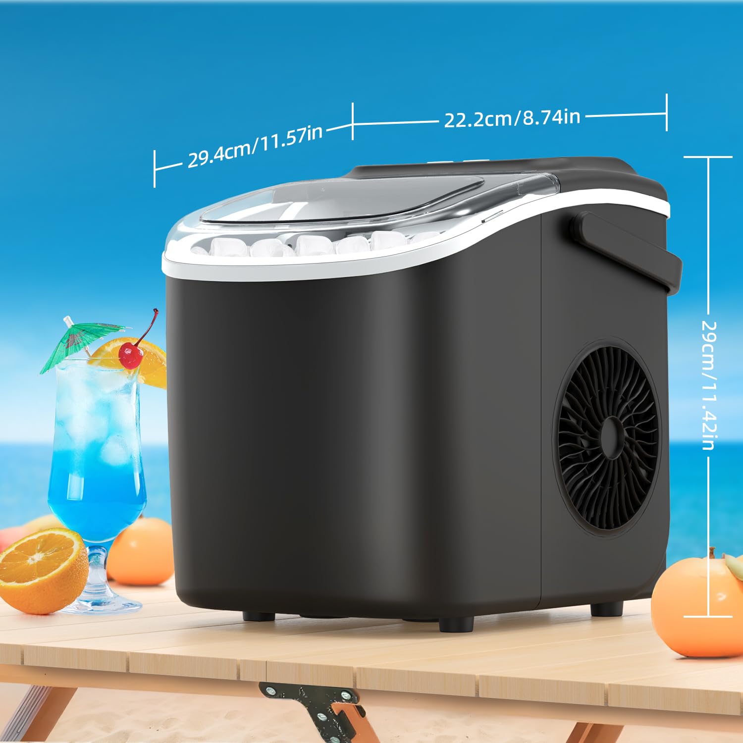 Thumbnail 5 de PALINTH Ice Maker Machine Countertop: 2 Bullet Ice Sizes, Self-C Cleaning, Portable Handle