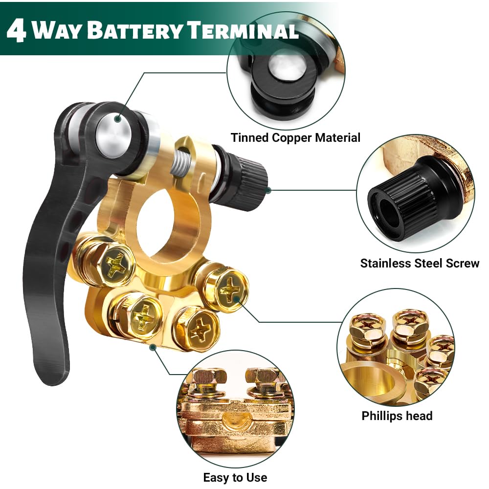 Thumbnail 4 de 2Pcs Quick Release Battery Terminals — 4-Way Connectors for 12V, 24V and 60V Systems