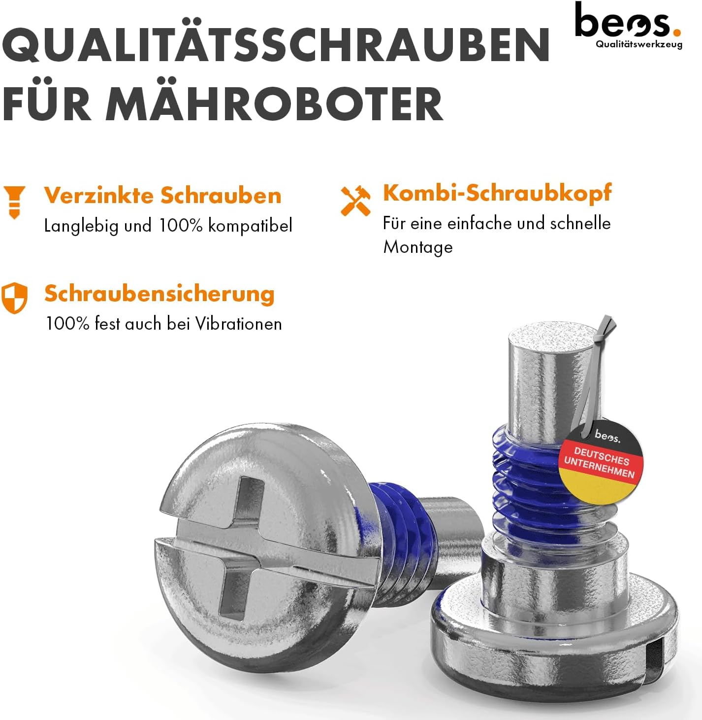 Detalle de BEOS 36x Premium Titan Ersatzmesser + Schrauben mit Sicherung – kompatibel mit Mammotion LUBA, LUBA 2, YUKA, LUBA Mini & YUKA Mini