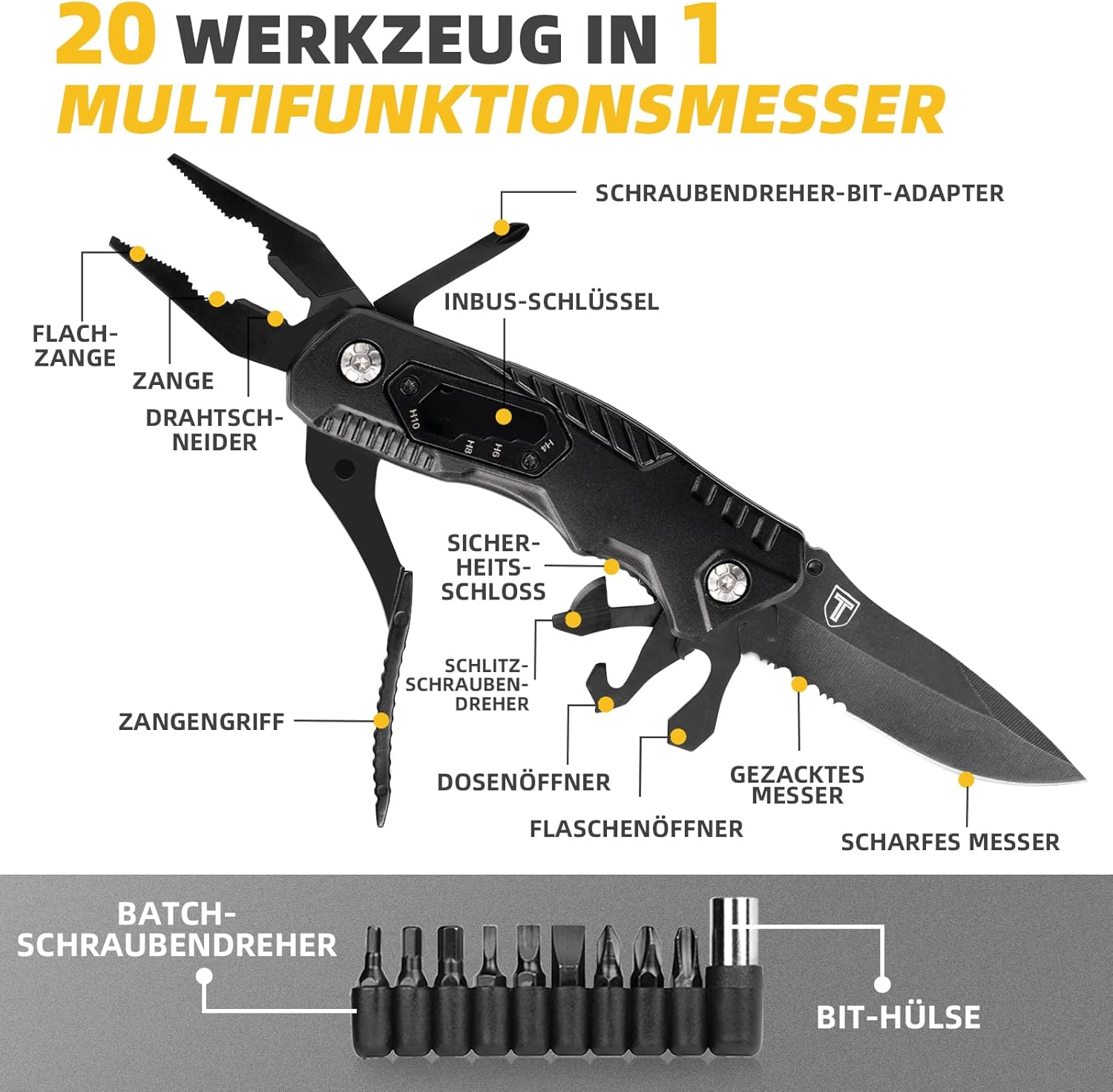 Thumbnail 5 de TRSCIND Multitool Messer – 10-in-1 Taschenmesser für Outdoor, DIY und Papa-Geschenke