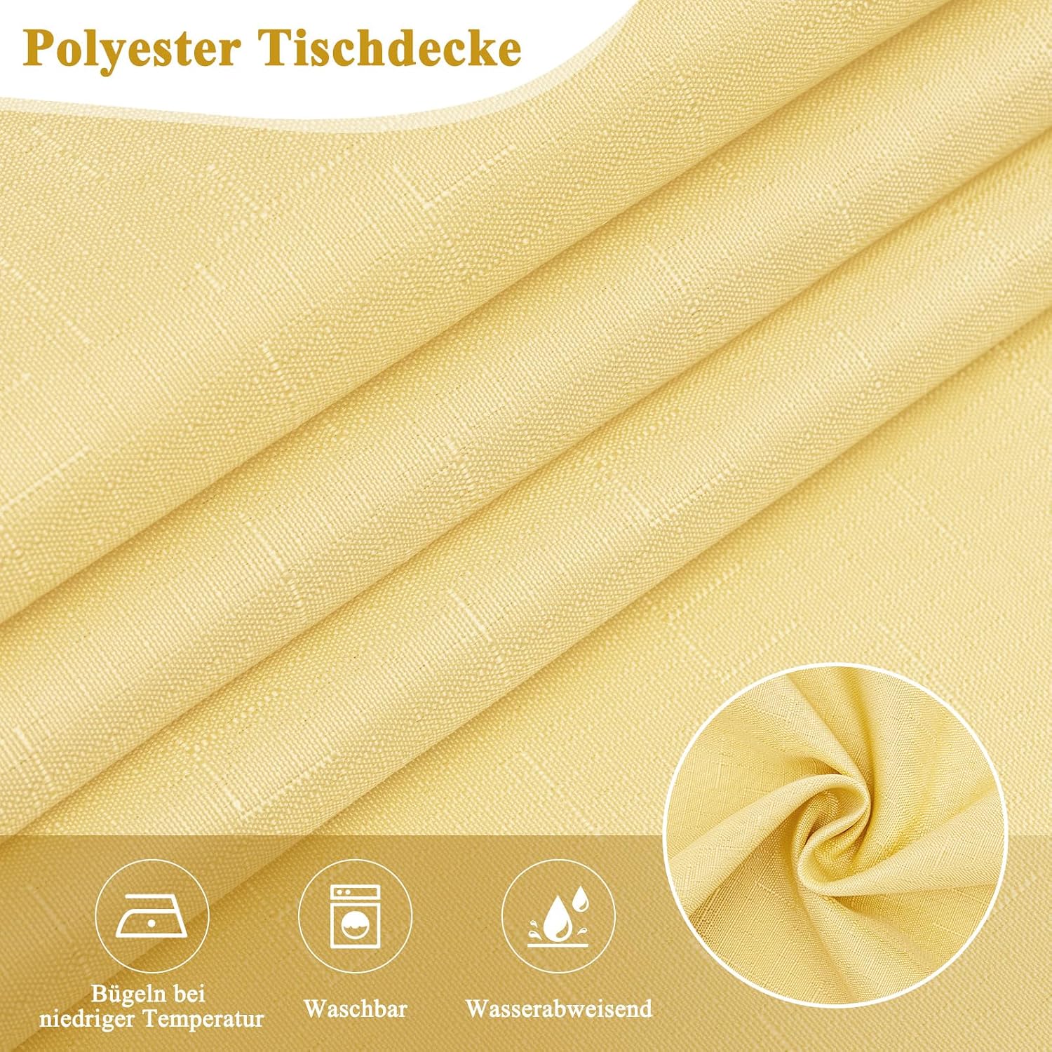 Detalle 2 de AooHome Tischdecke Gelb 100x140 cm Leinen-Optik