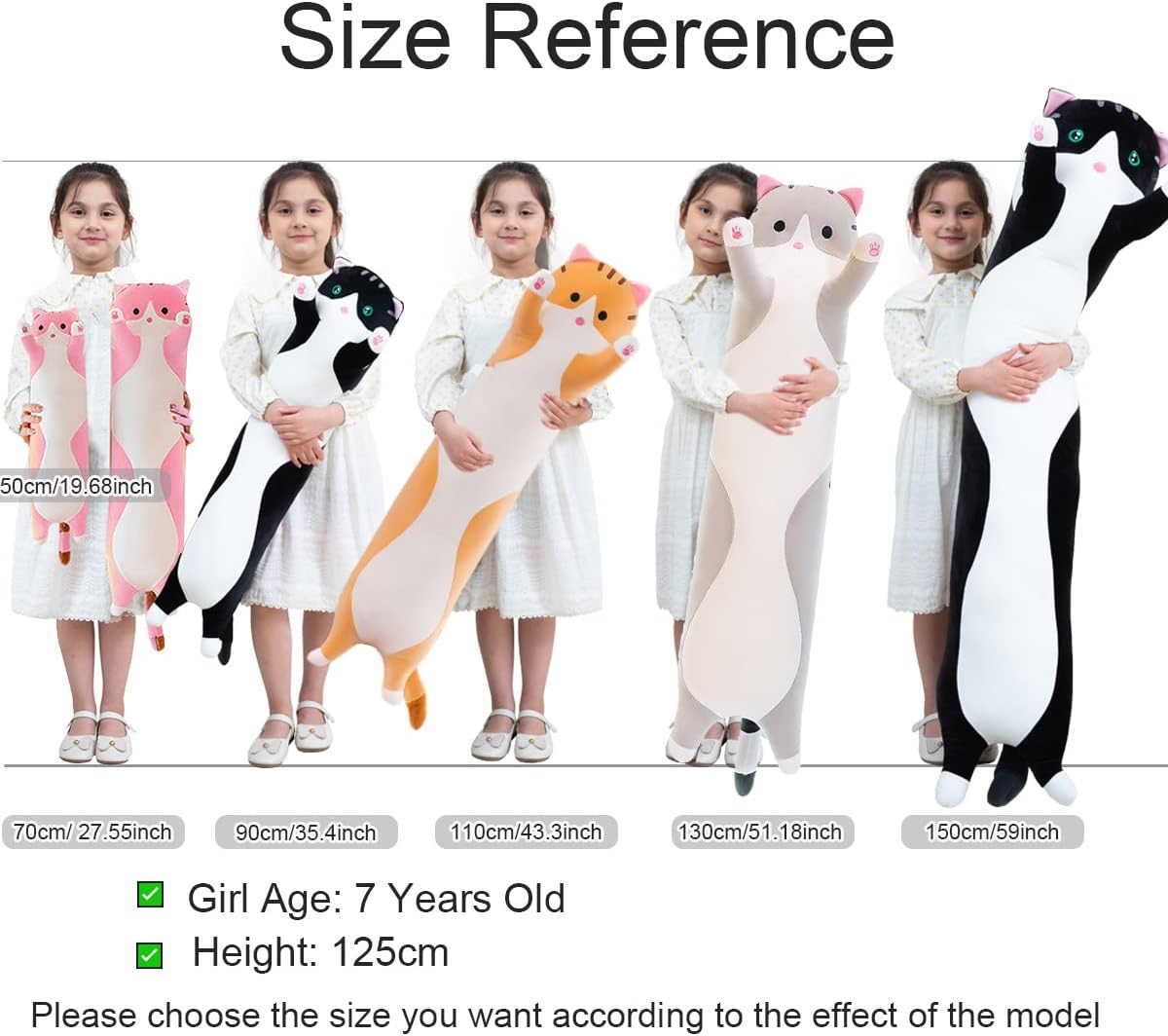 Detalle de Giant Cat Pillow Plush Kitty: Ultra-Soft 130cm Full-Body Hug Pillow