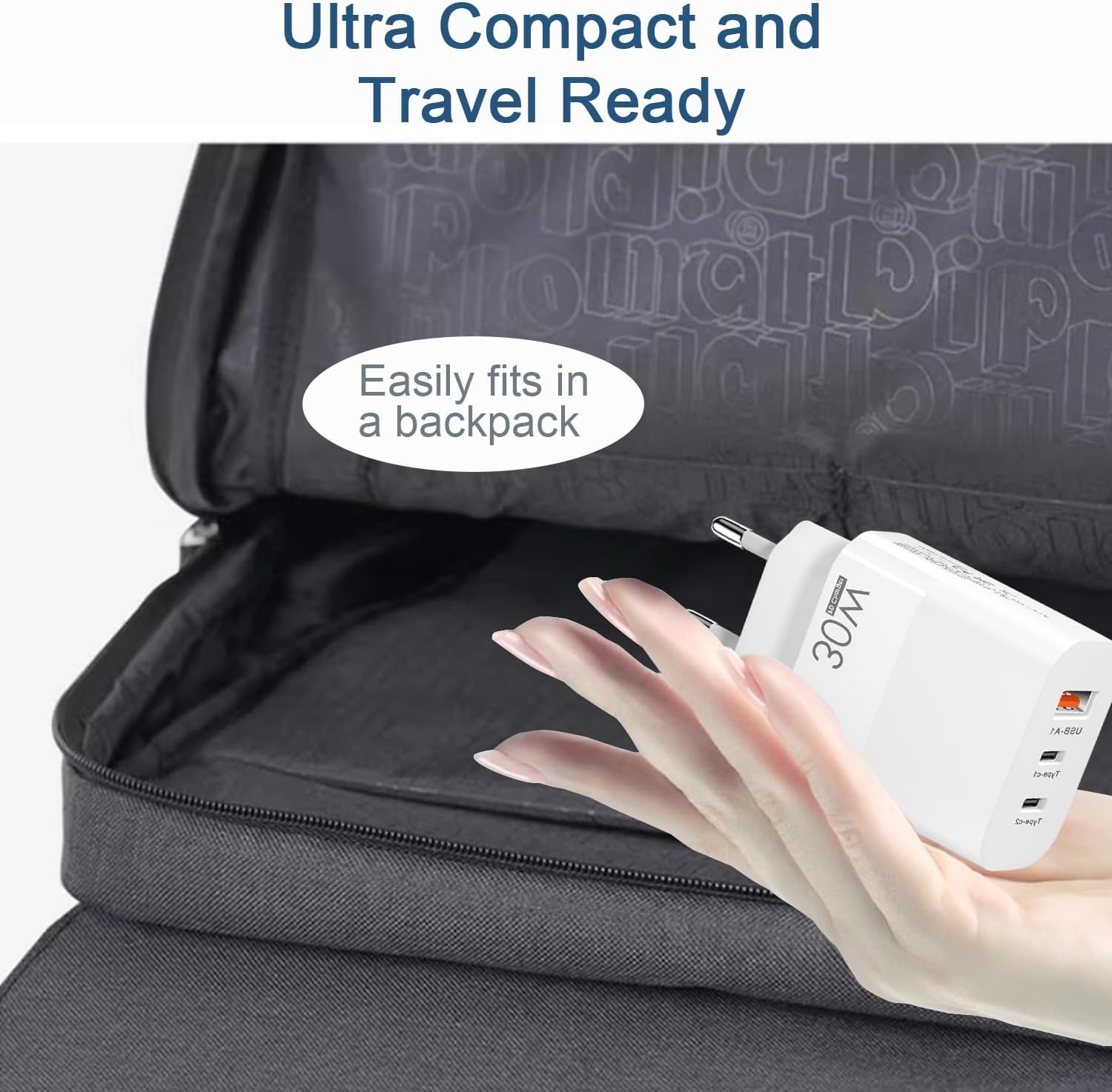 Thumbnail 6 de EU Plug Travel Adapter Charger with 2 USB-C and 1 USB-A — 30W PD Fast Charging