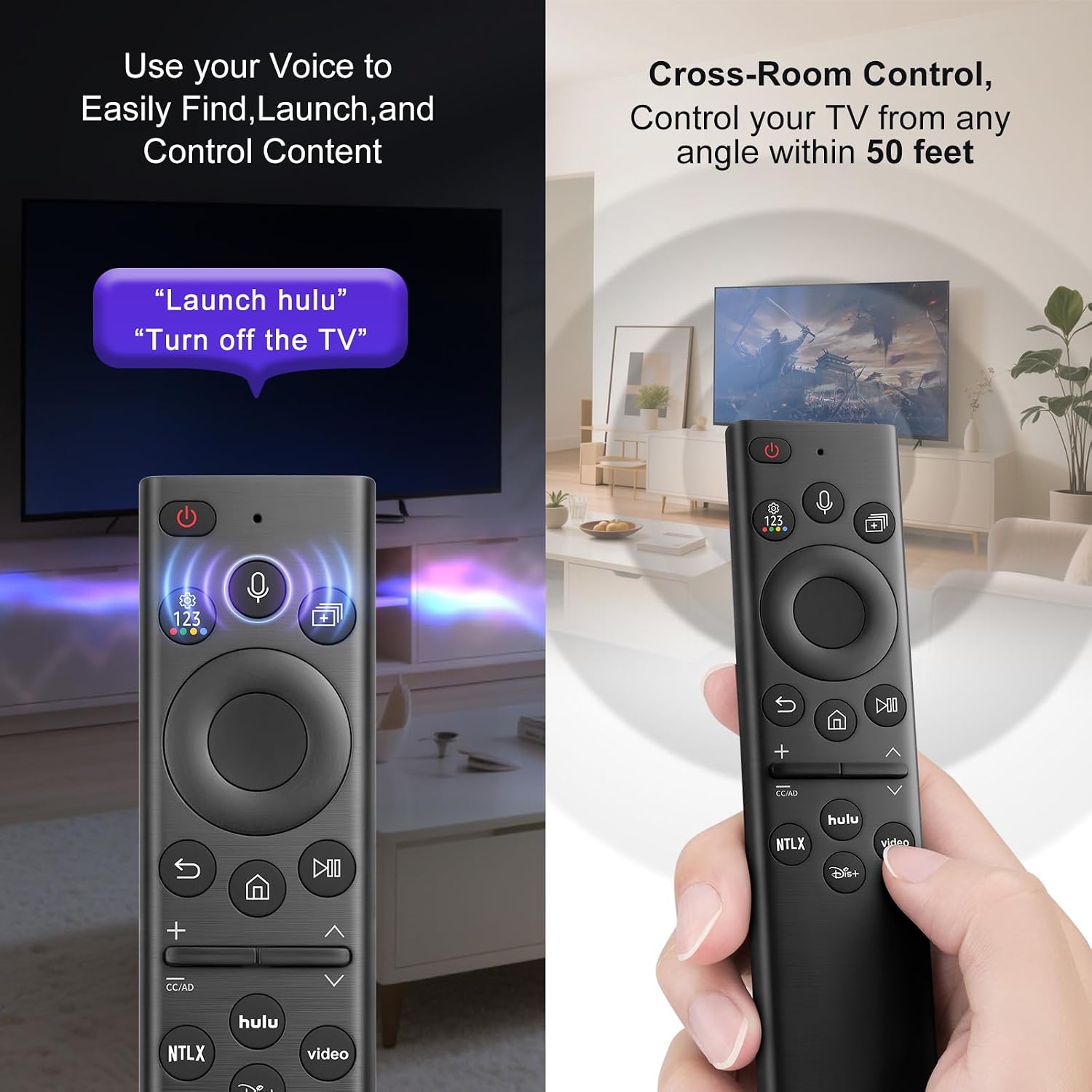Detalle de Angrox Voice Remote for Samsung TVs (2019–2024) – Universal Replacement with Voice Control
