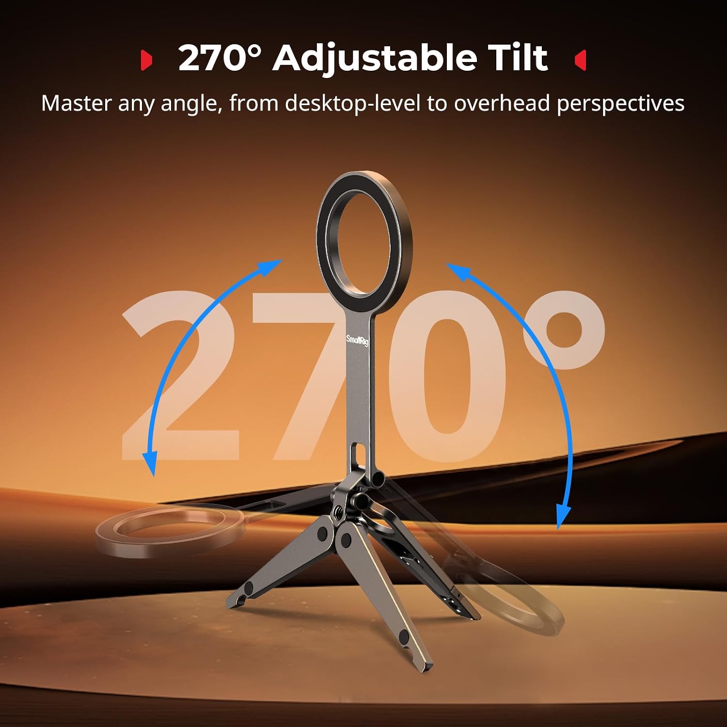 Detalle de SMALLRIG 5649 (13021-ac) mobilstativ med dubbelfäste och 270° lutning