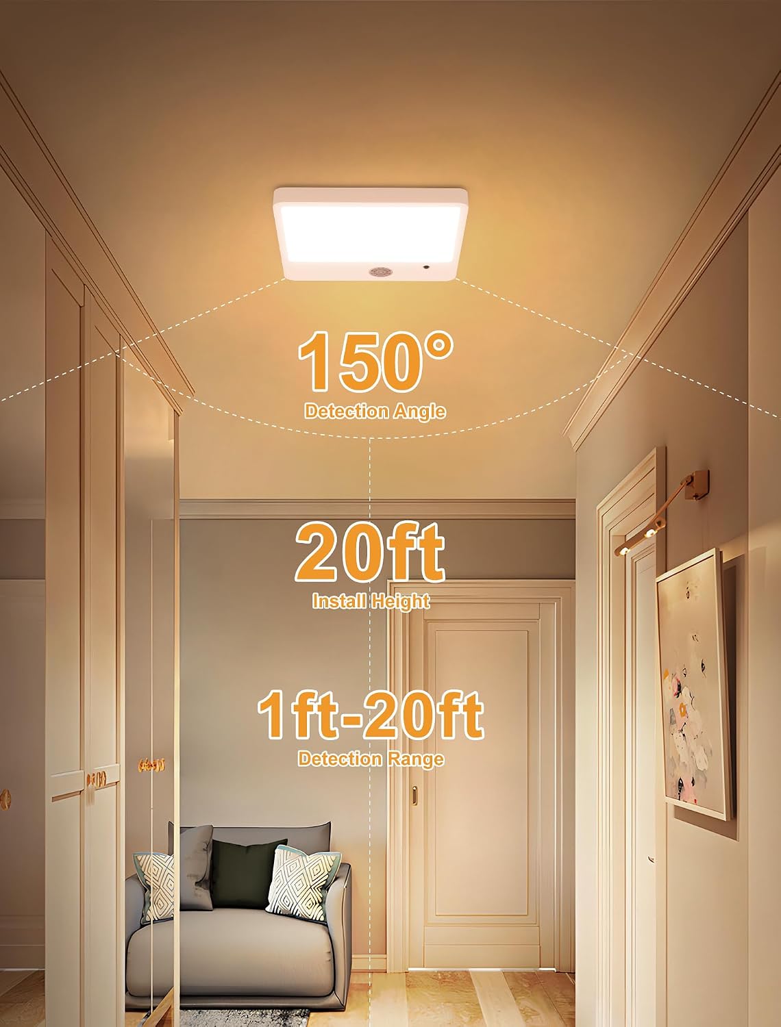 Detalle de Tnight Motion Sensor Ceiling Light, 6.4-Inch Rechargeable LED with Remote