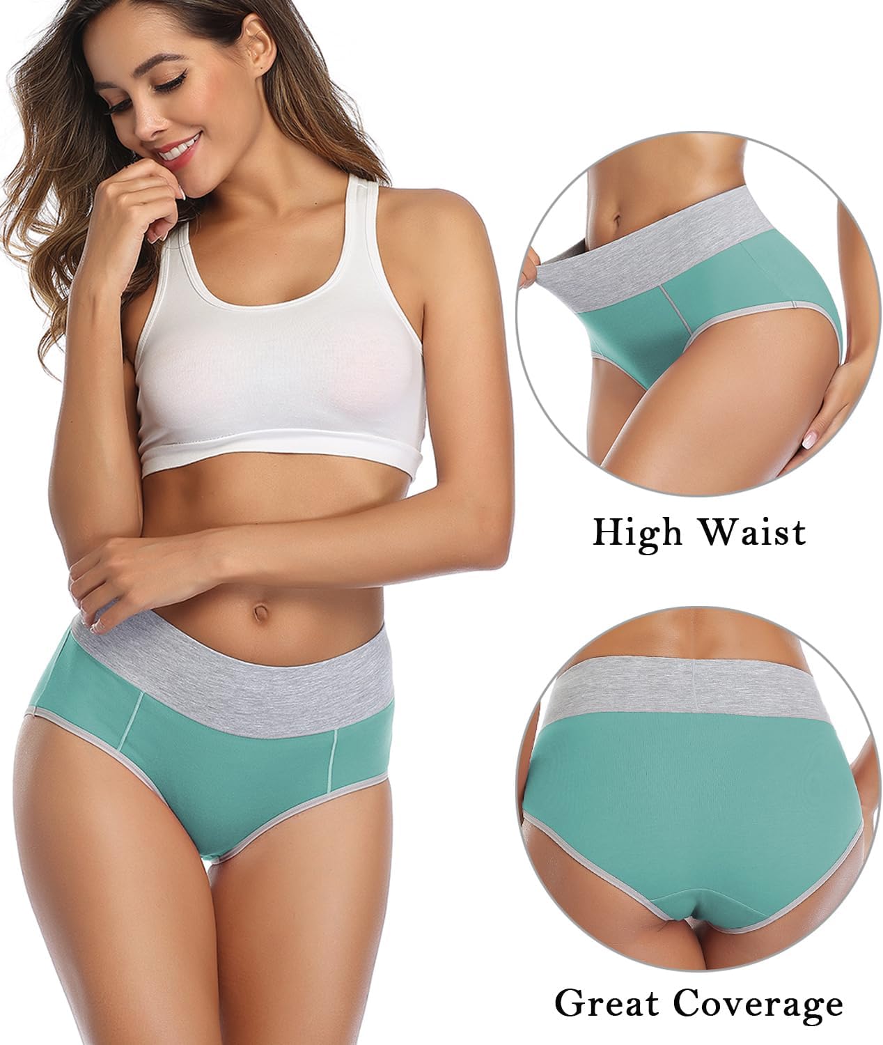 Detalle 2 de wirarpa Damen Unterhosen Baumwolle – Taillenslip 5er Pack, hohe Taille