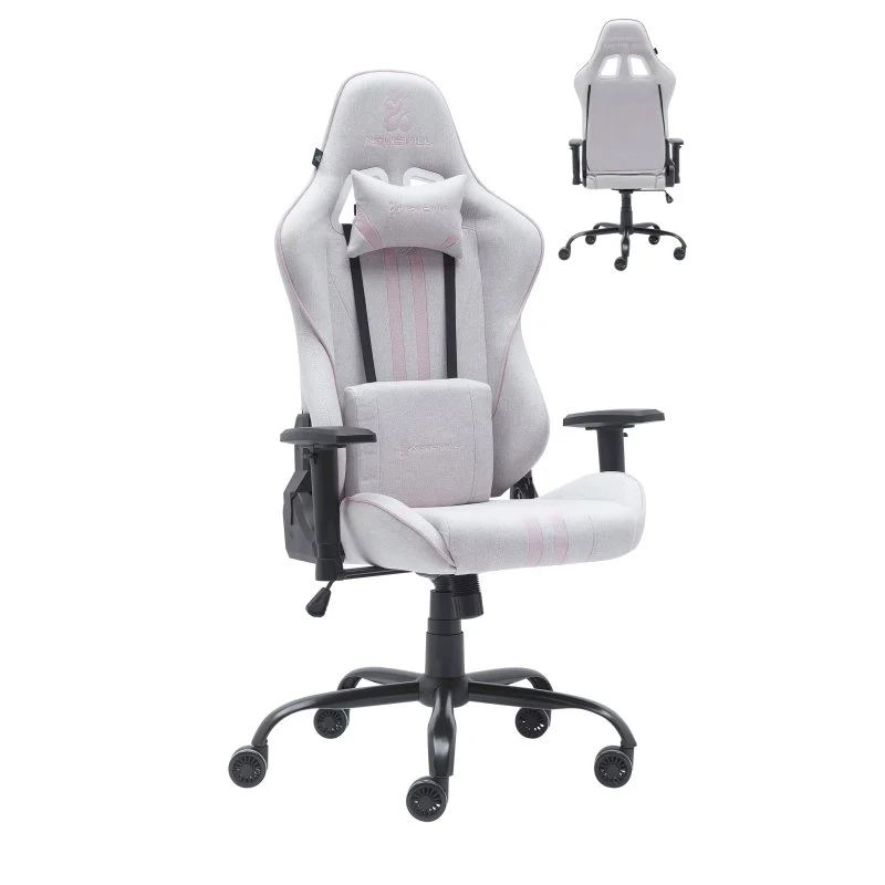 Detalle de Newskill Kitsune V2: Silla Gaming Tela Transpirable con Estructura de Acero (Blanca-Rosa)