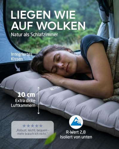 Thumbnail 3 de NORDMUT Isomatte Schnellaufblasend mit integrierter Fußpumpe – 10 cm