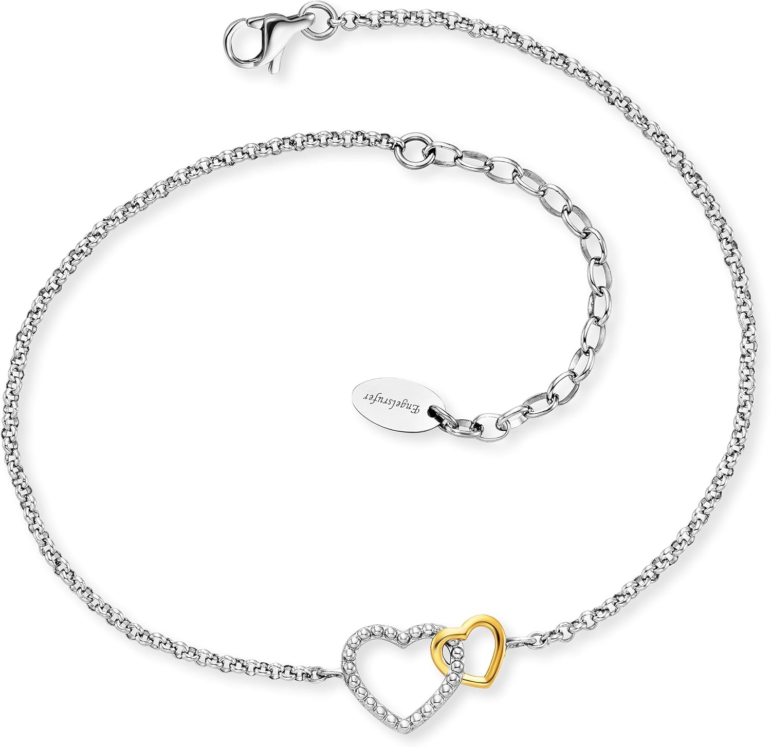Detalle de Engelsrufer Damen-Fußkettchen bicolor aus Sterling Silber mit Herz-Anhänger, Karabiner, nickelfrei (22+5 cm)