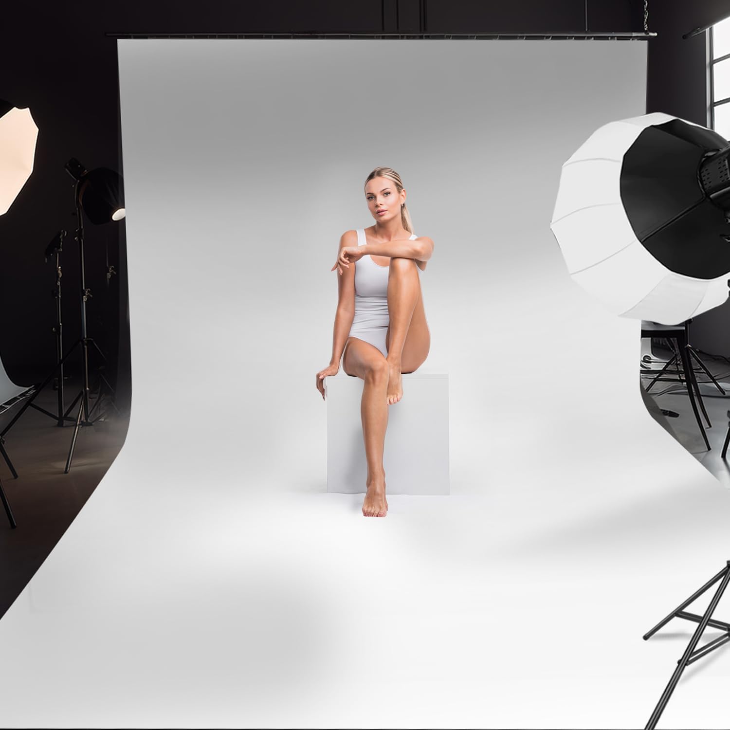 Thumbnail 6 de JEBUTU White Backdrop XL 3x6m – Large, Washable Polyester Background for Studio, Live Streaming & Meetings