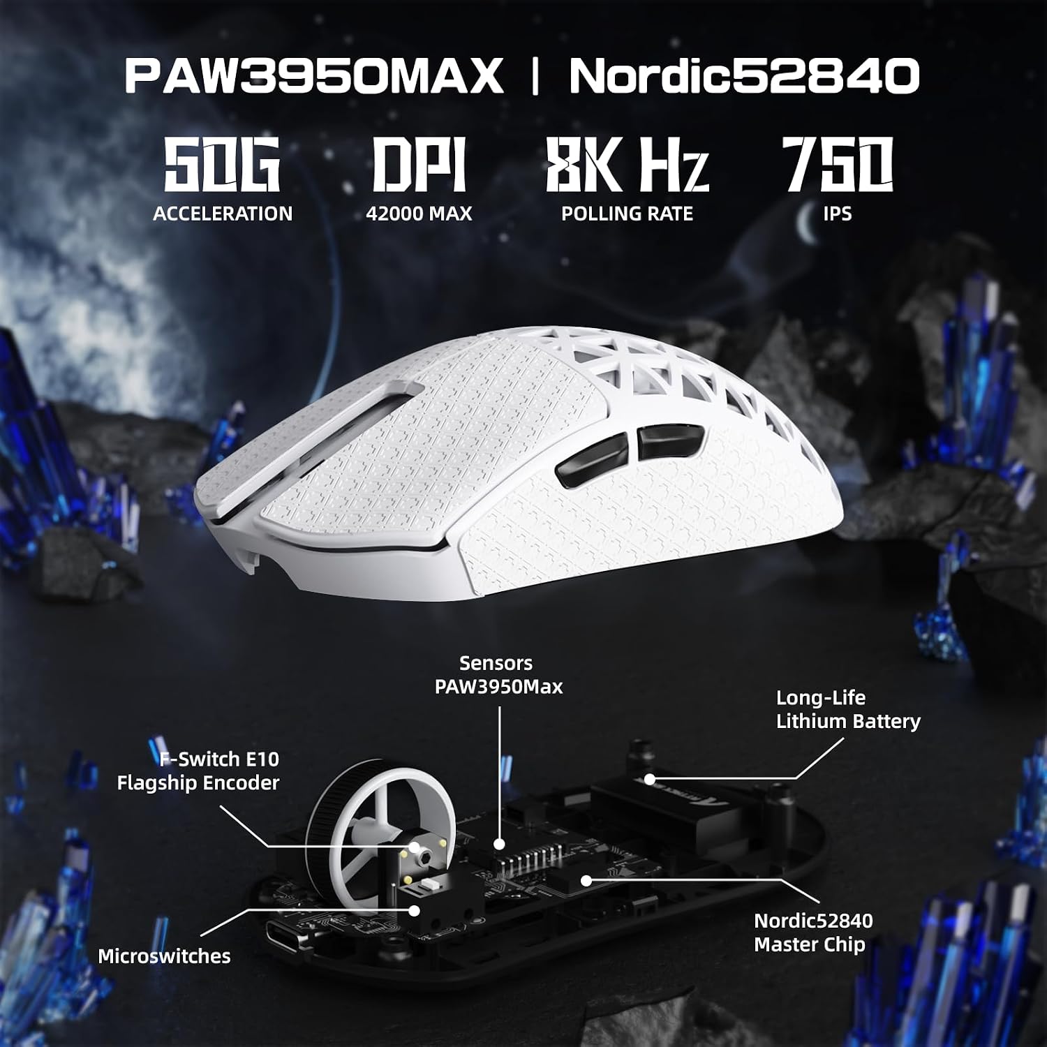 Thumbnail 3 de ATTACK SHARK R5 Ultra: Mouse da gioco wireless 8K con fibra di carbonio ultraleggera