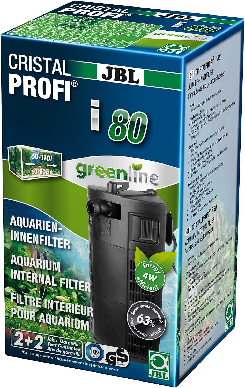 Detalle de JBL CristalProfi i100 greenline Innenfilter für 90–160 L – energieeffizient, wartungsarme Pumpe