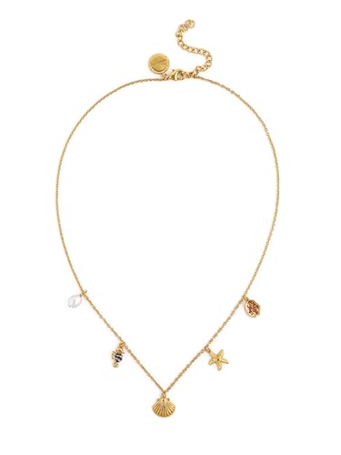 Detalle de SINGULARU Collar Mujer Marítima Baño Oro — delicadeza dorada con motivos marinos