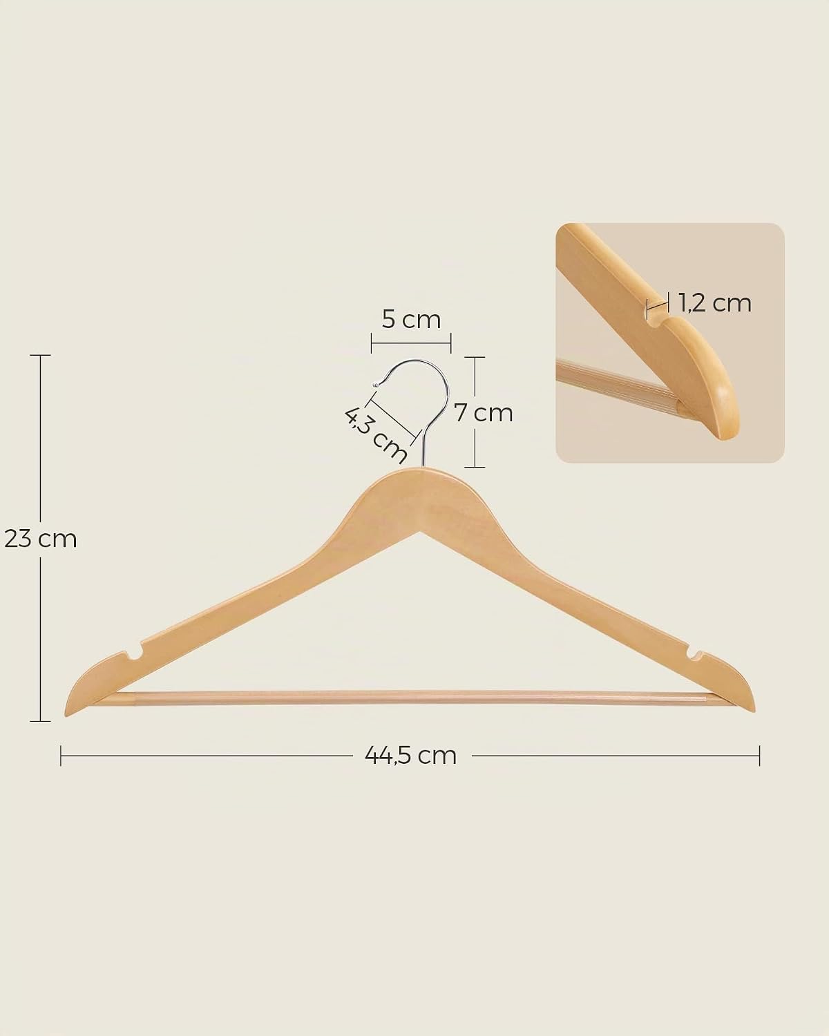 Thumbnail 4 de SONGMICS CRW001-10 Holz-Kleiderbügel 10er Set