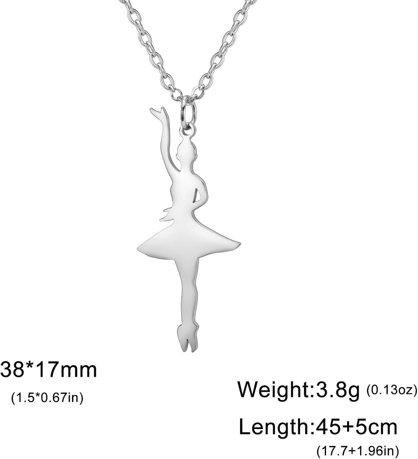 Detalle de VASSAGO Collier ballerine ballet avec cœur, pendentif danse classique (acier inoxydable) pour filles et femmes