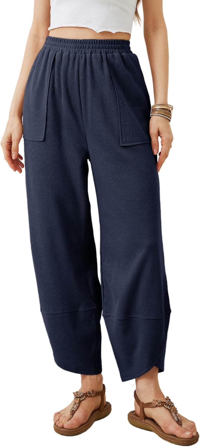 Detalle de Xiaoxuemeng Women's Baggy Wide Leg Palazzo Pants with Pockets