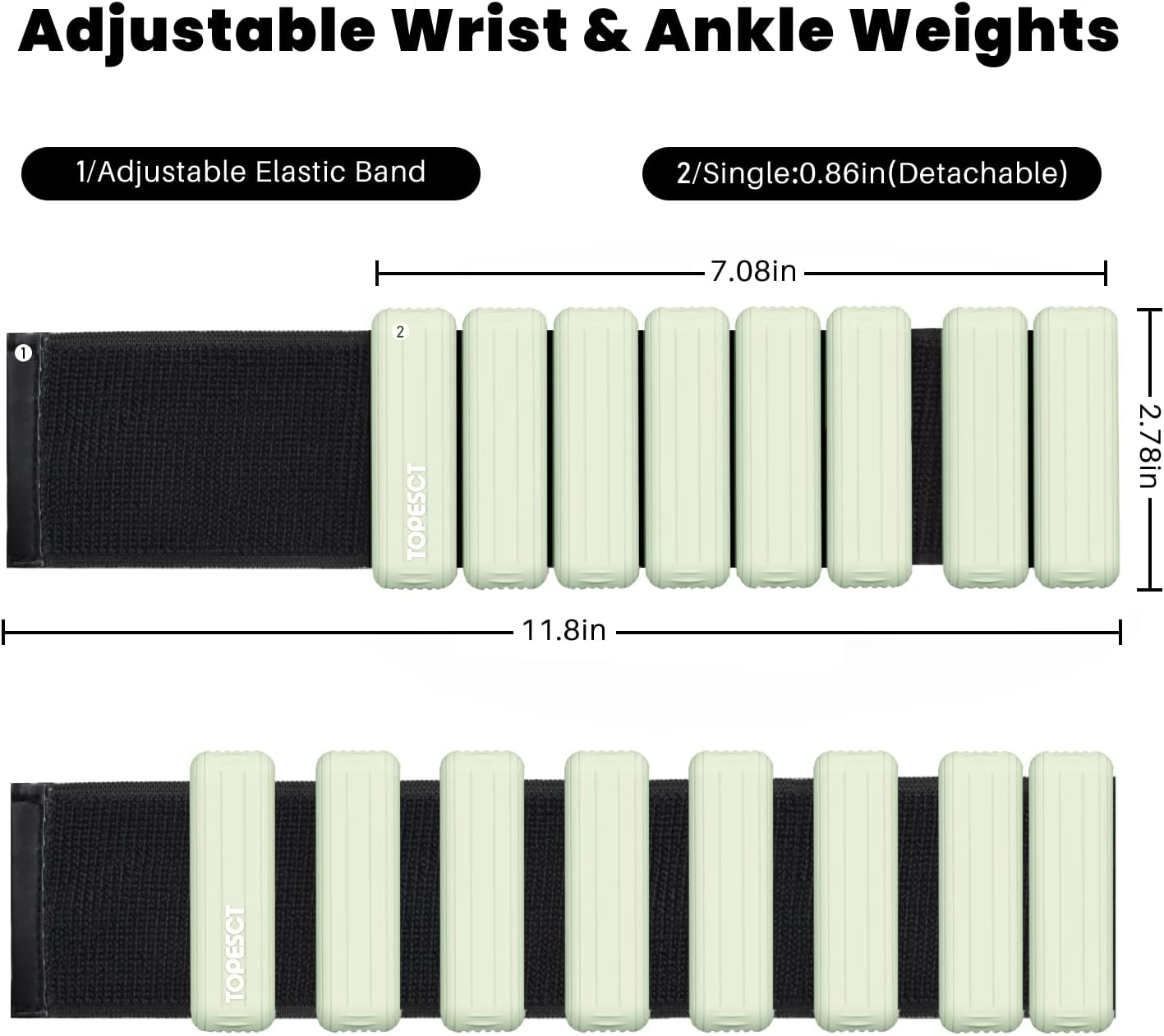 Detalle 2 de TOPESCT Adjustable Wrist Weights 1lb Set of 2