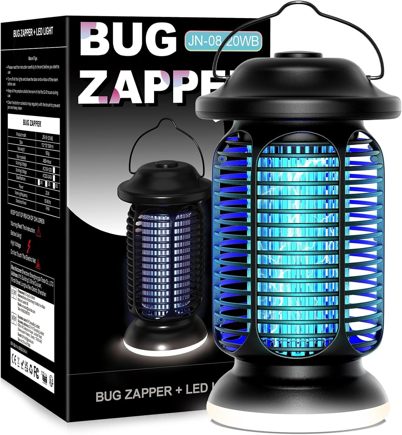 Detalle de Regevo Insektenvernichter Elektrisch 4000V – Fliegenfalle mit UV-Licht, IPX4, 20W