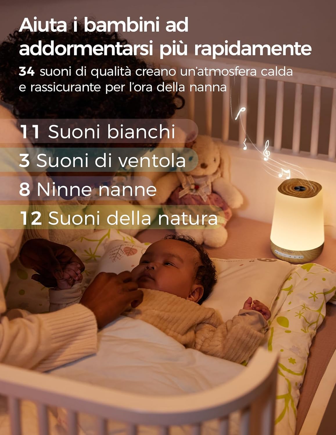 Thumbnail 2 de Momcozy Macchina del Rumore Bianco con 34 Suoni, Luce a 7 Colori e Controllo Wi‑Fi via App
