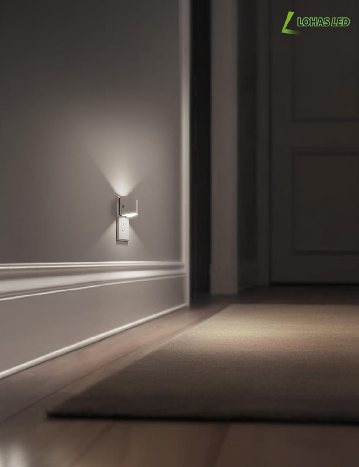 Detalle de L LOHAS LED Plug-In Night Lights, 2-Pack with 3-Level Dimming