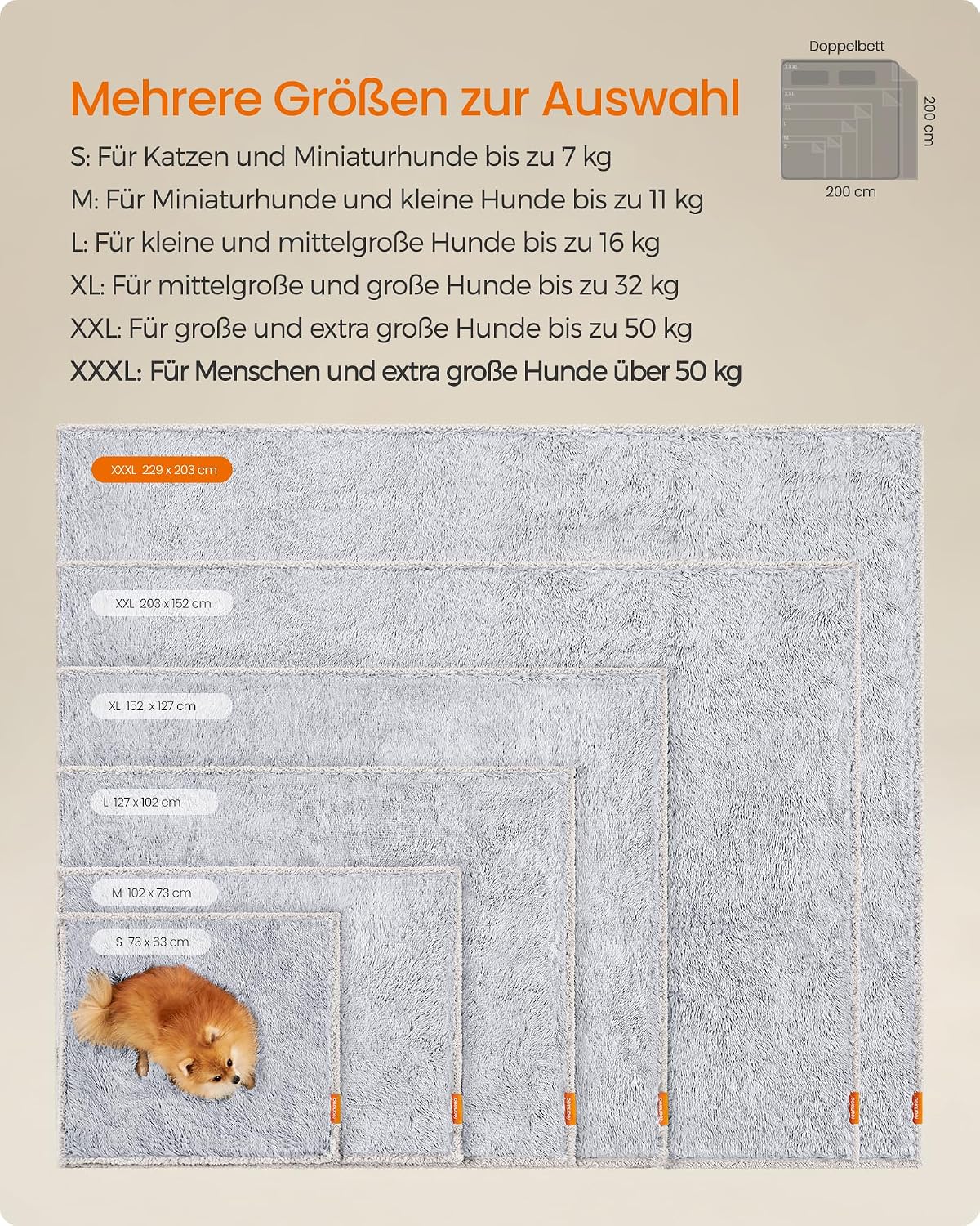 Thumbnail 5 de Feandrea XXXL Hundedecke 229x203 cm wasserdicht