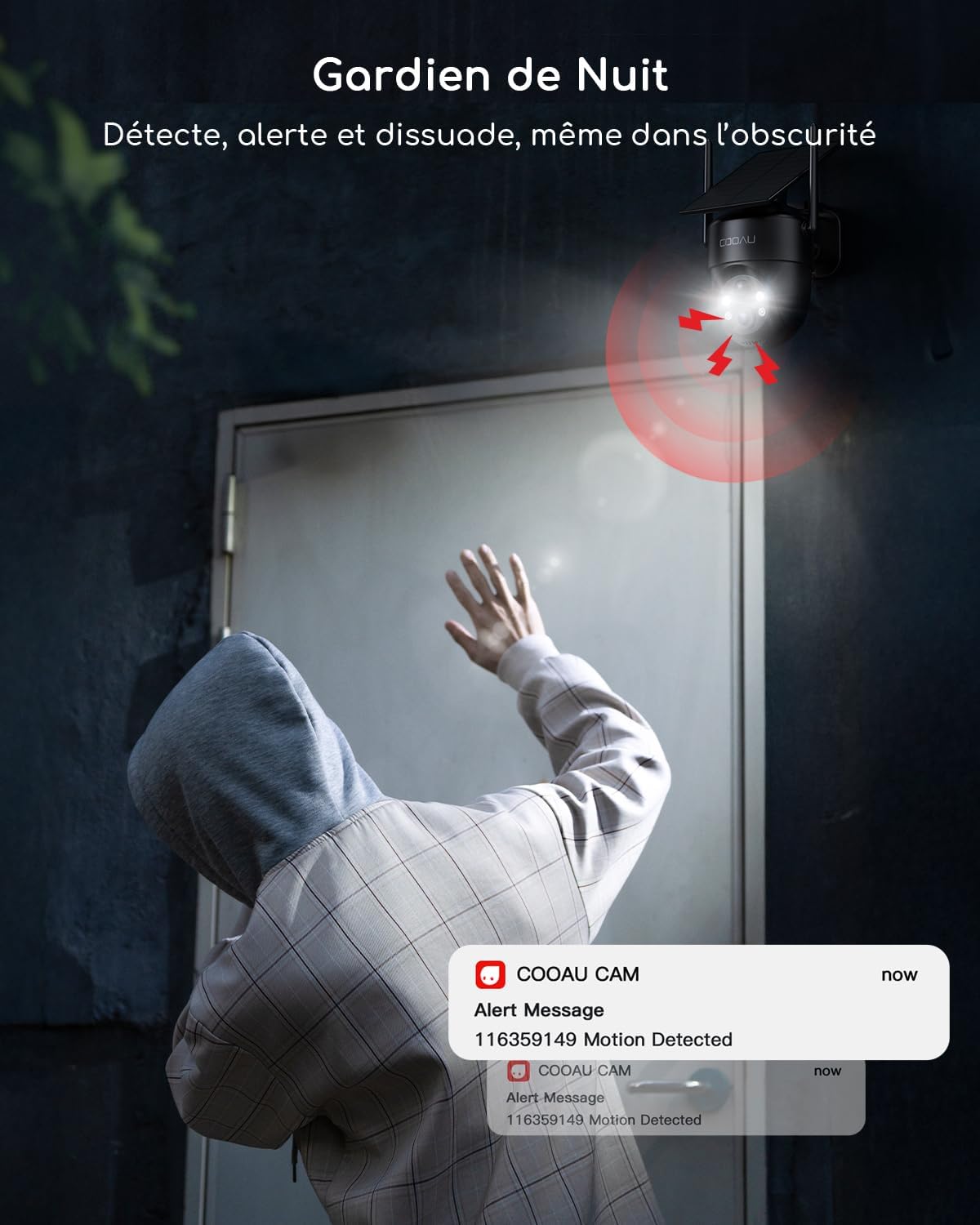Thumbnail 6 de COOAU 2K Camera Surveillance WiFi Extérieure Sans Fil — Caméra Solaire 3MP