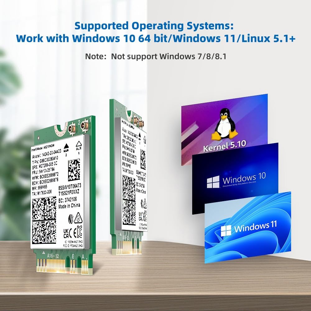 Thumbnail 2 de SYONCON WiFi 6E AX210 NGW laptop WiFi card with Bluetooth 5.3 (M.2 NGFF, tri-band)