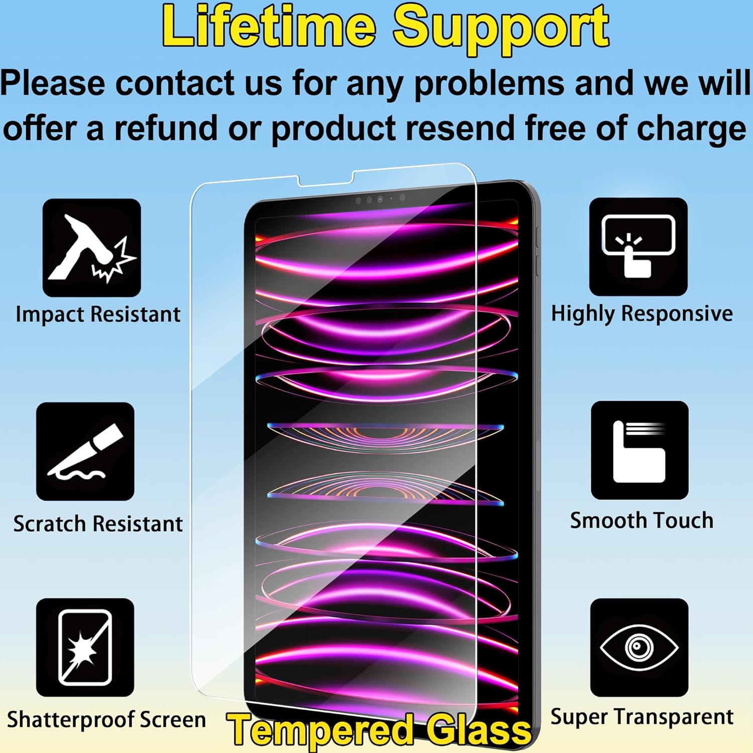 Thumbnail 1 de 4youquality 2-Pack tempered glass screen protector for iPad Pro 11‑inch
