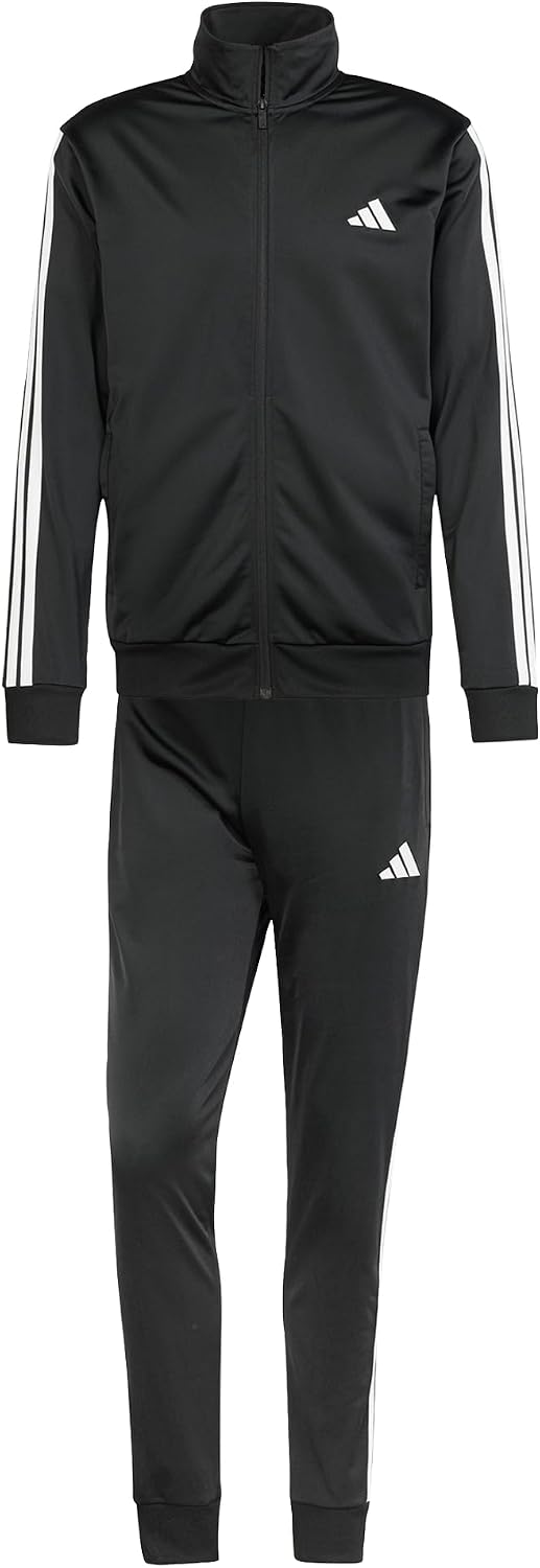 Detalle de adidas Basic męski dres trykotowy z 3 paskami i regulowaną talią