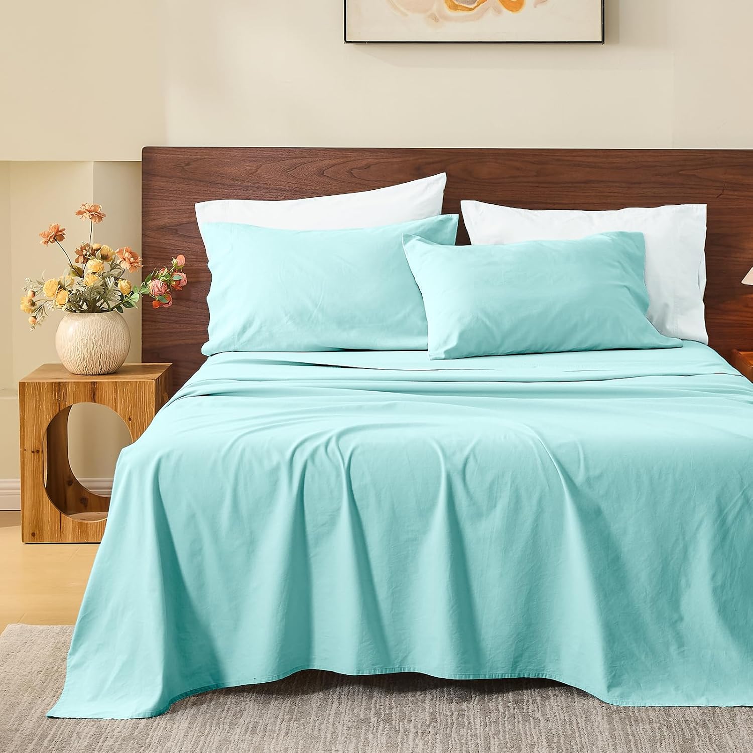 Thumbnail 6 de MEISHANG 100% French Linen Sheets – Queen, Extra Deep Pocket, All-Season Soft Durable Flax Linen