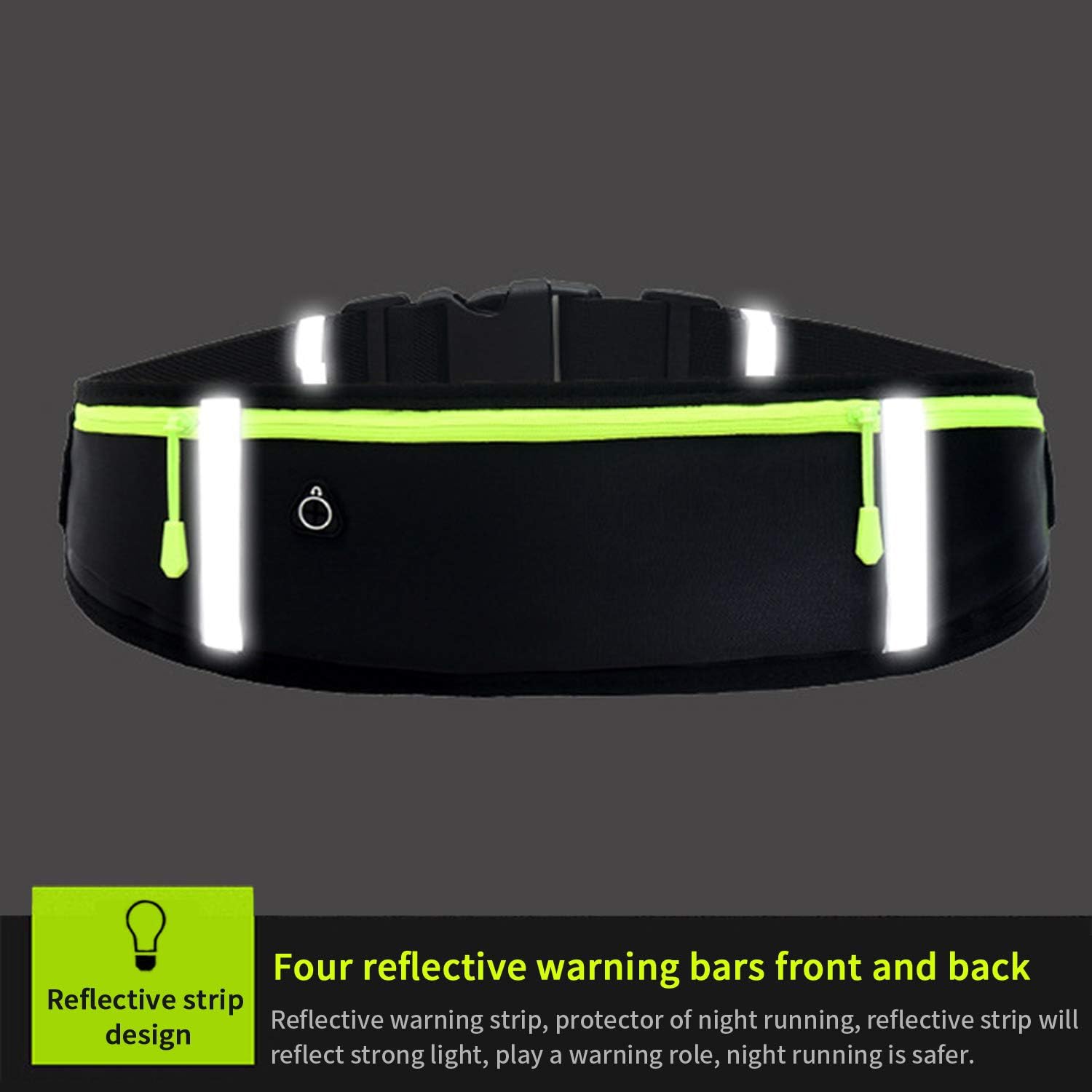Detalle 1 de GORWRICH running belt waistpack with waterproof adjustable elastic strap and reflective strips