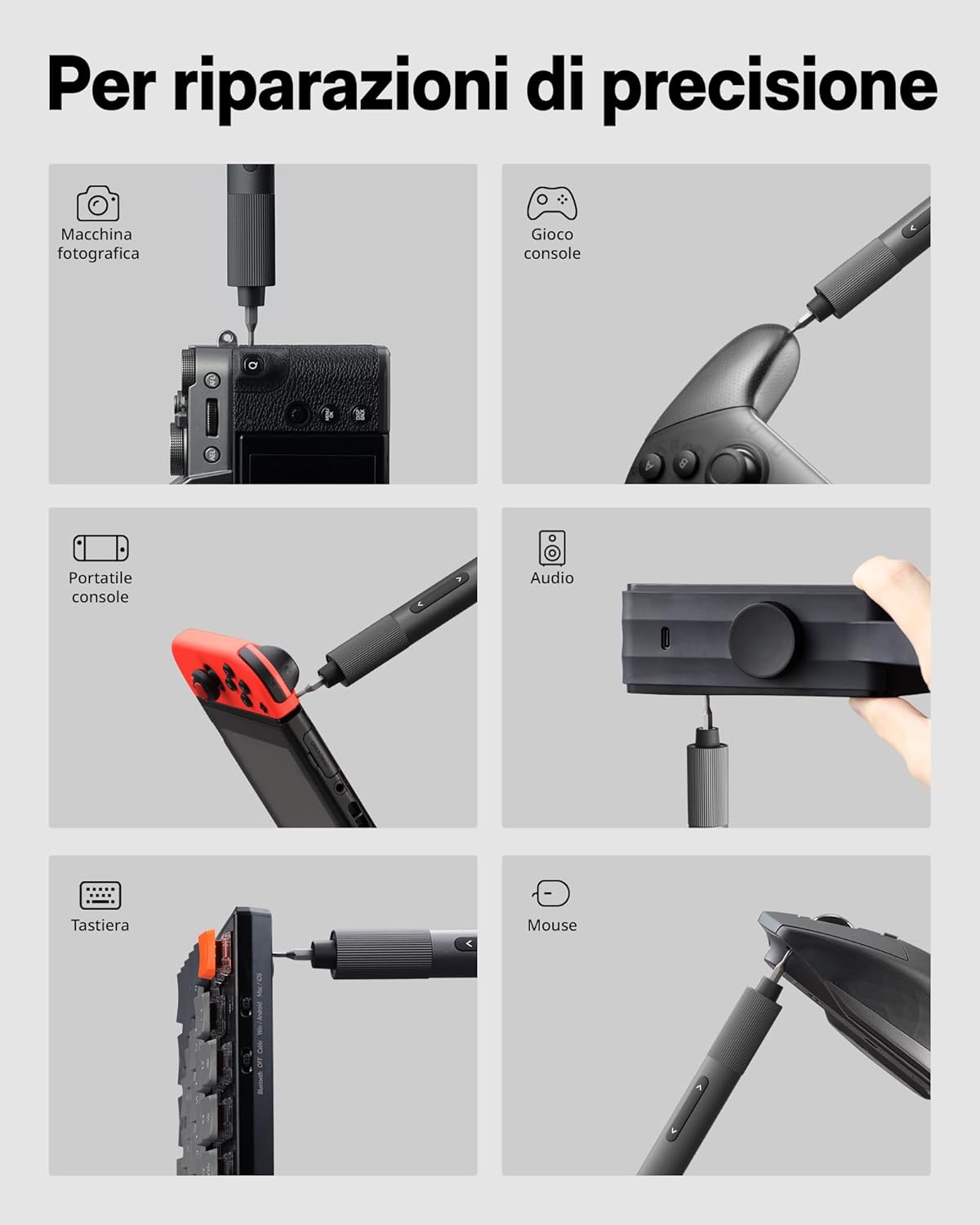 Thumbnail 2 de HOTO 25-in-1 Mini Cacciavite Elettrico: set di precisione 3.7V ricaricabile USB-C per elettronica e fai-da-te