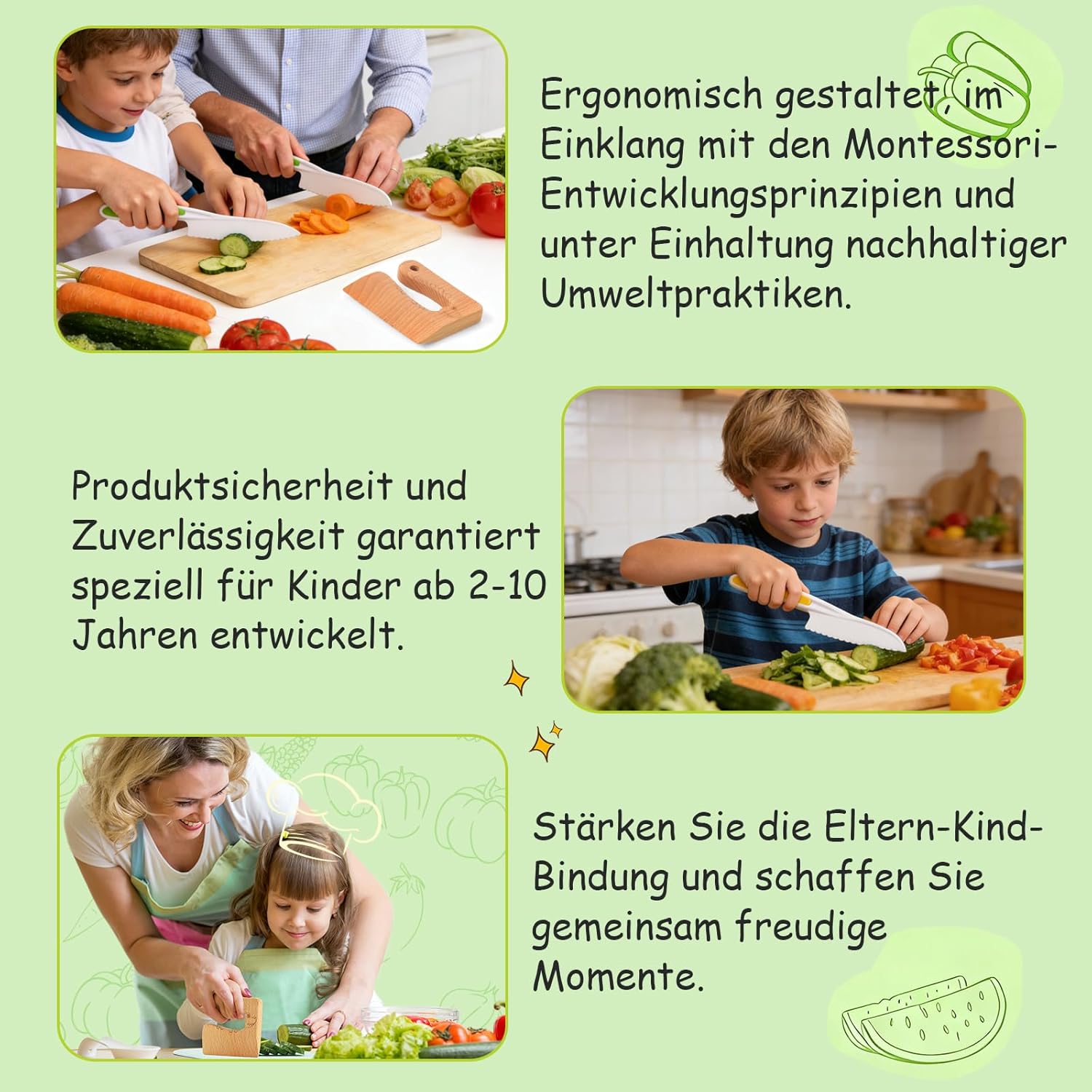 Thumbnail 5 de Kindermesser 8-teiliges Spielzeug-Set (Montessori) für Kinder ab 2 Jahren – mit Krokodil-Motiv