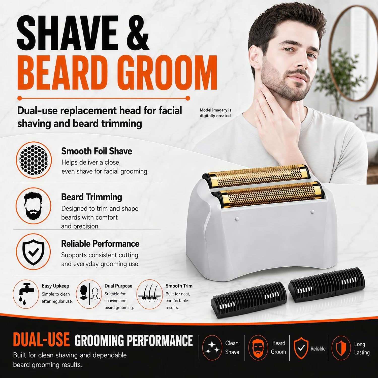 Detalle de Shaver Replacement Pro Foil & Cutter — 2 Pack for Andis TS-1 Pro Foil Shaver (Golden Foil)